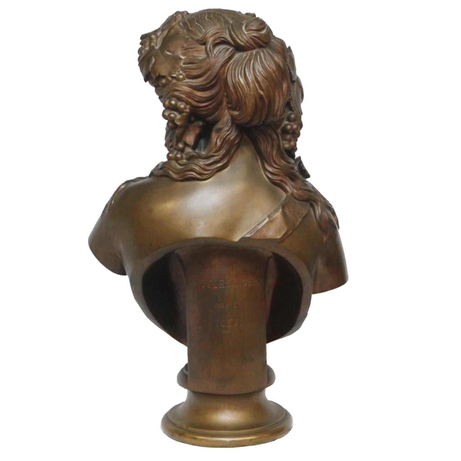 Romantic Bust of Bacchante by Auguste Baptiste Clesinger, Rome, 1857 For Sale