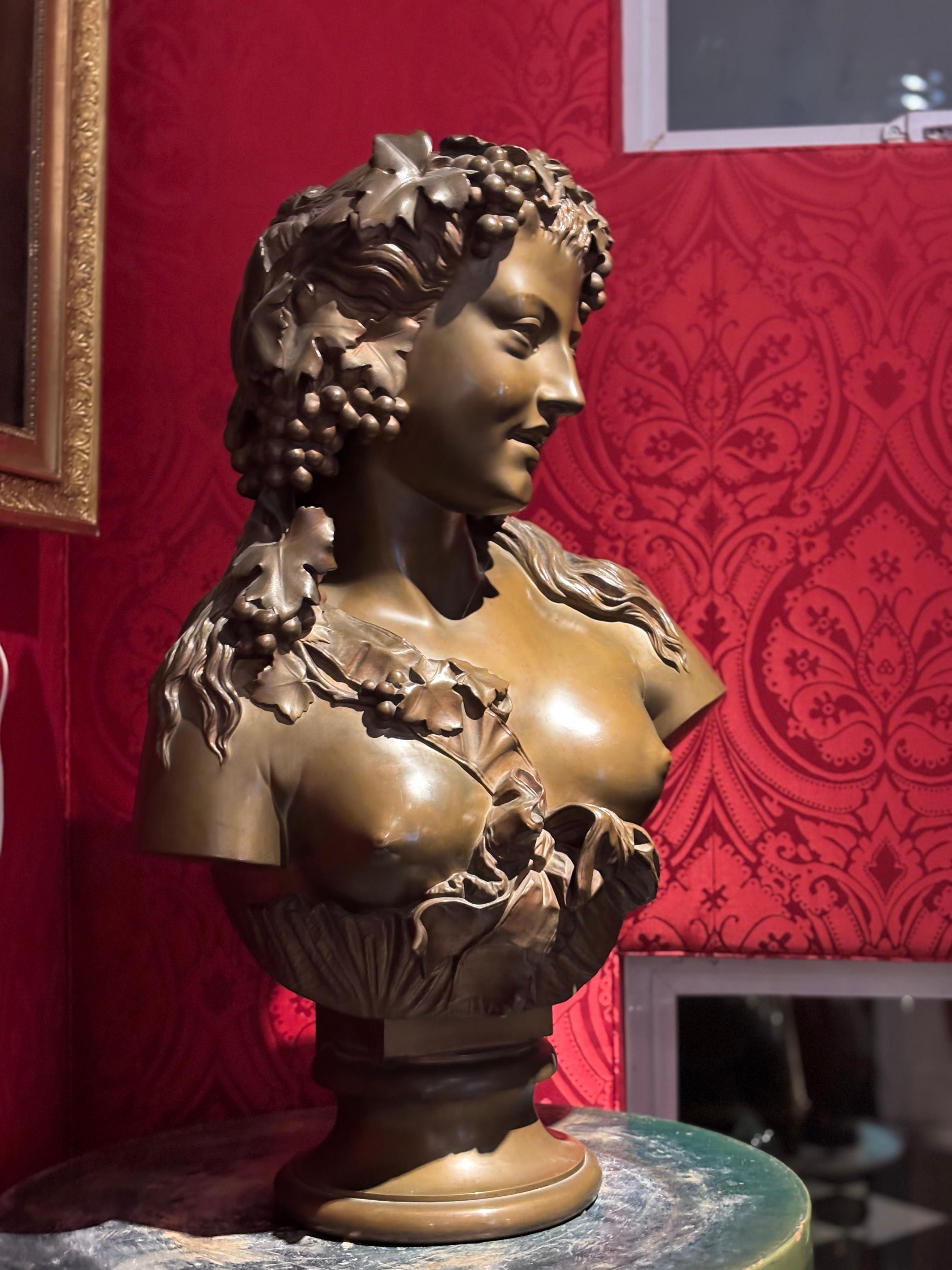 Bust of Bacchante by Auguste Baptiste Clesinger, Rome, 1857 In Good Condition For Sale In Vancouver, British Columbia