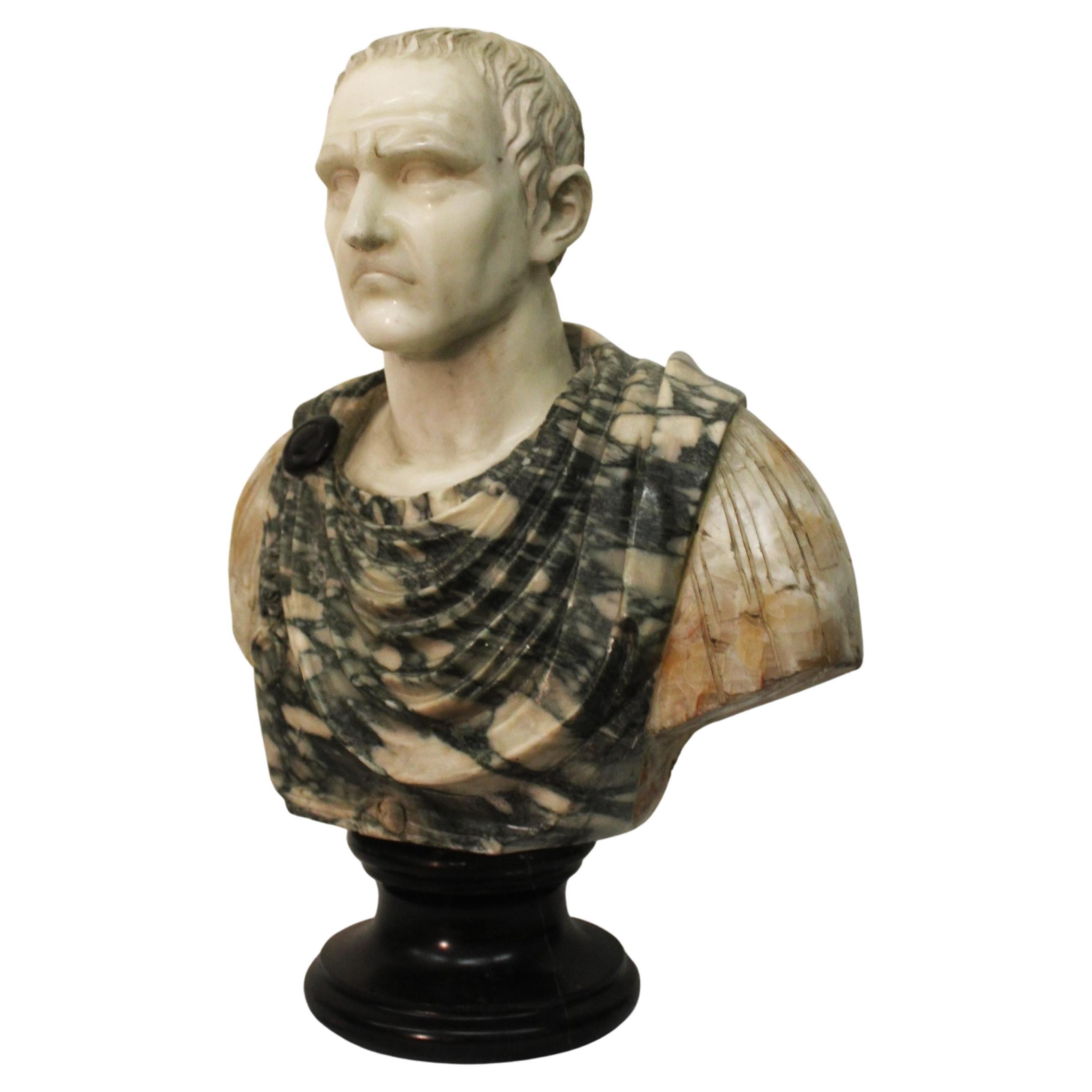 Bust of Caesar in polychrome marble For Sale