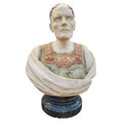 Bust Of Caesar - Roman Emperor In Marble, Signed Ph Garbeille, 19th Century