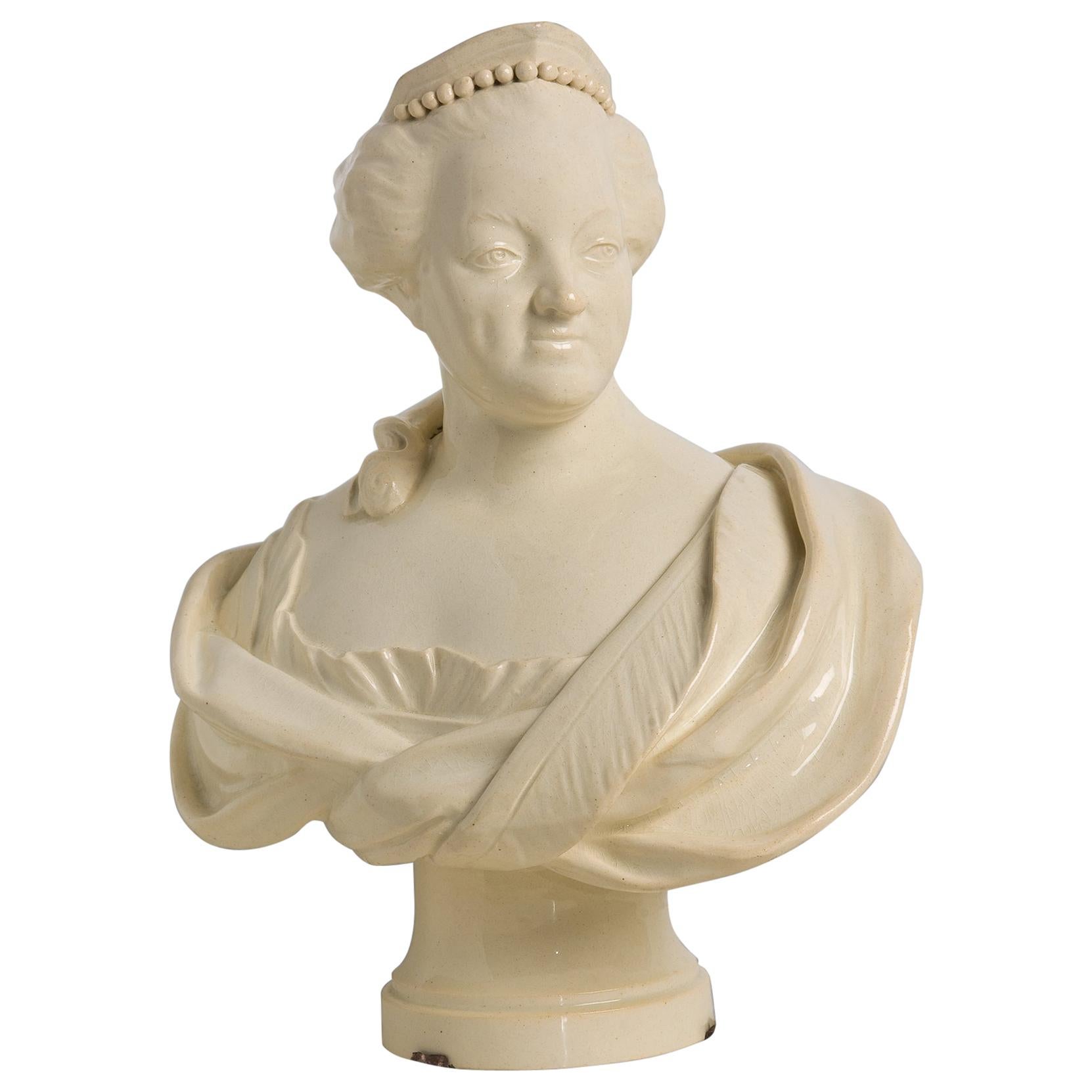 Bust of Catherine II of Russia in Earthenware Leeds, Early 19th Century For Sale