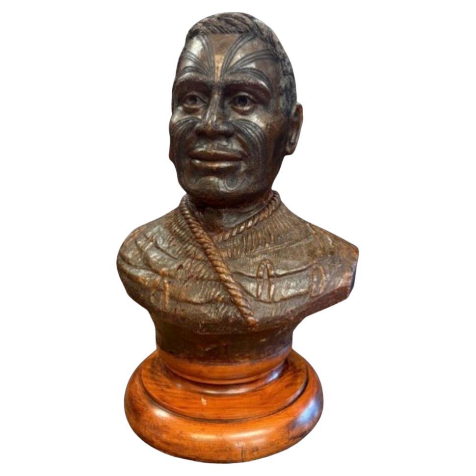 Bust of Chief Tamati Tamaiwhakanehua Kauri gum, New Zealand, circa 1860 For Sale