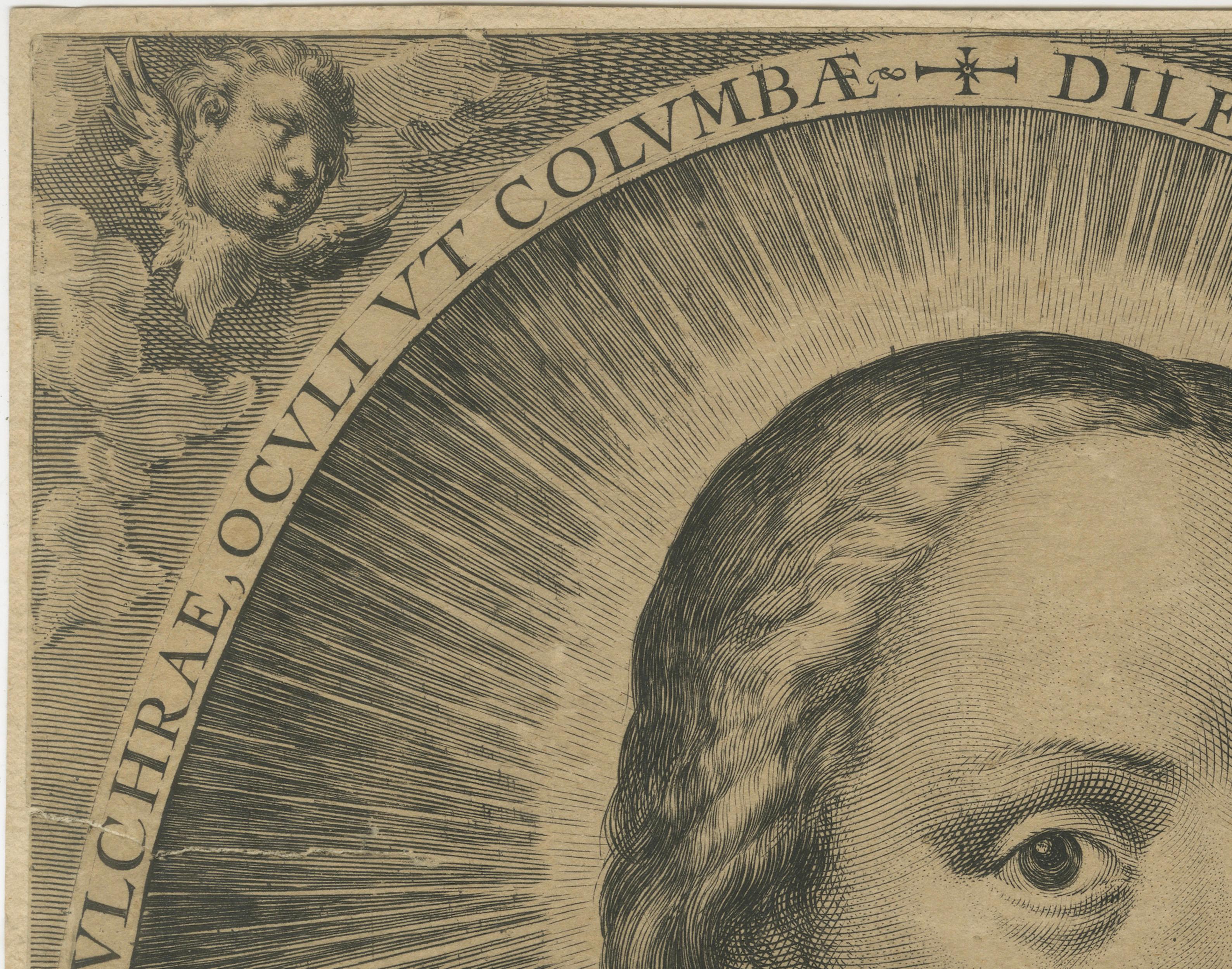 European Bust of Christ – Engraving by Crispijn van de Passe I, circa 1601 For Sale