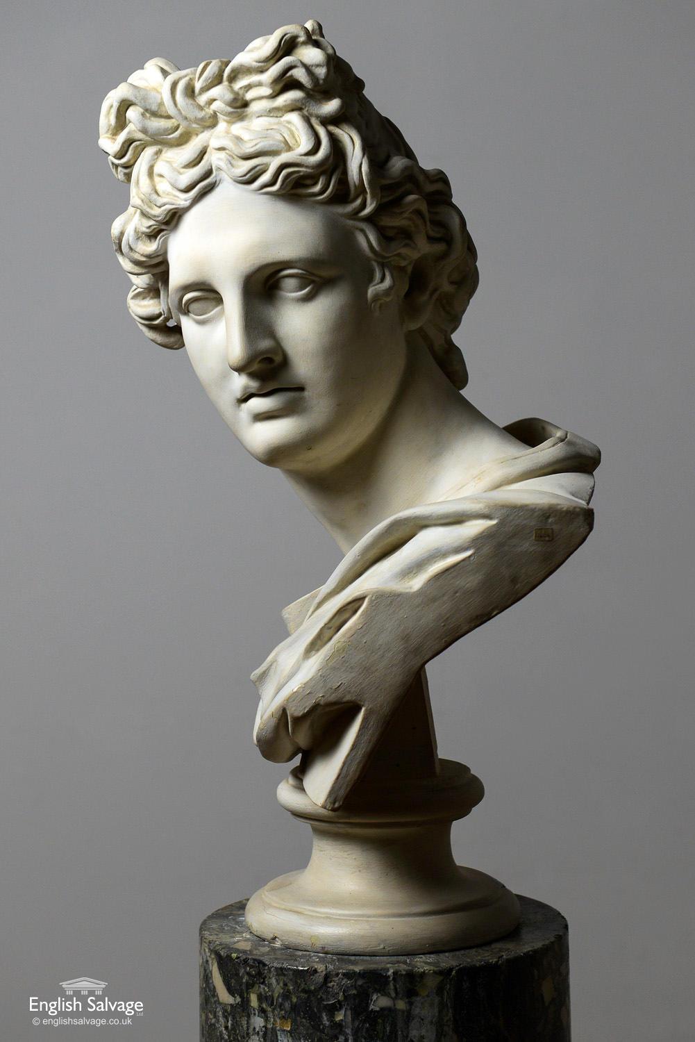 Bust of Classical Man on Scagliola Pillar, 20th Century In Good Condition For Sale In London, GB