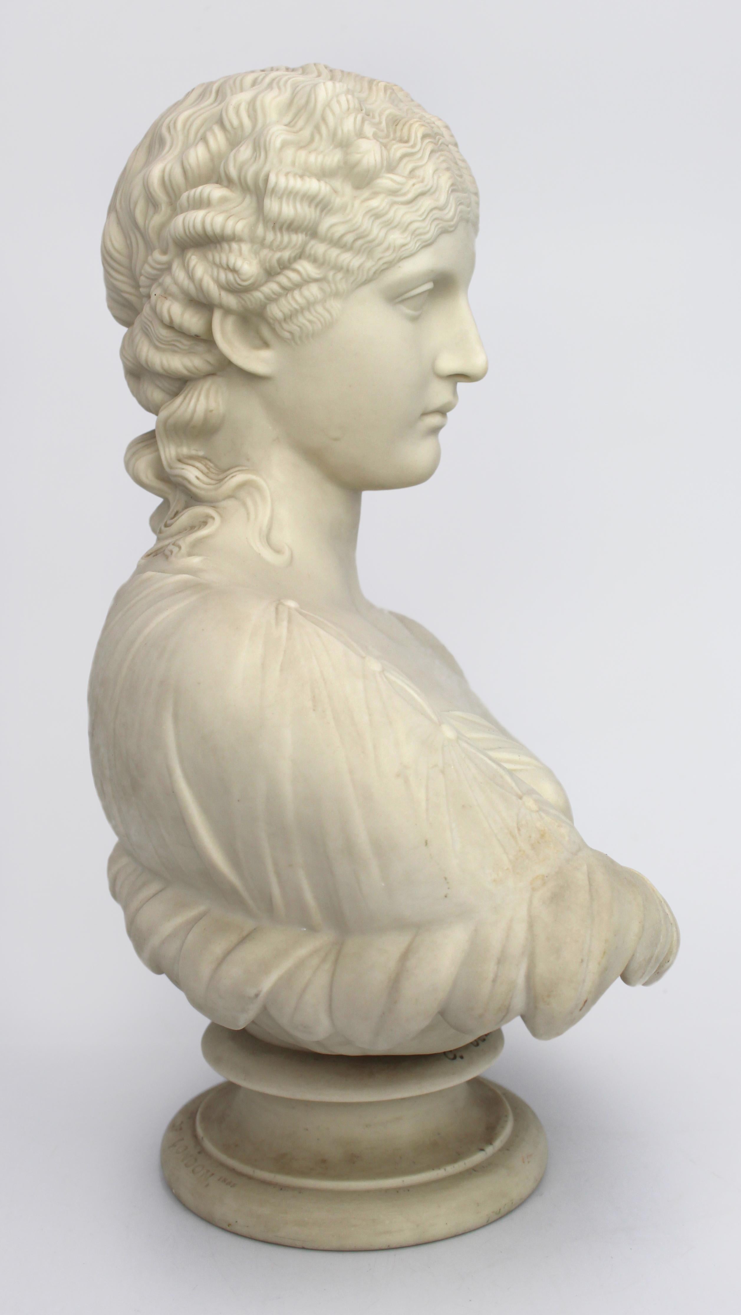 Ceramica Busto di Clytie, Copeland Parian Ware dopo C.C. Delpech, Inghilterra, 1868 in vendita