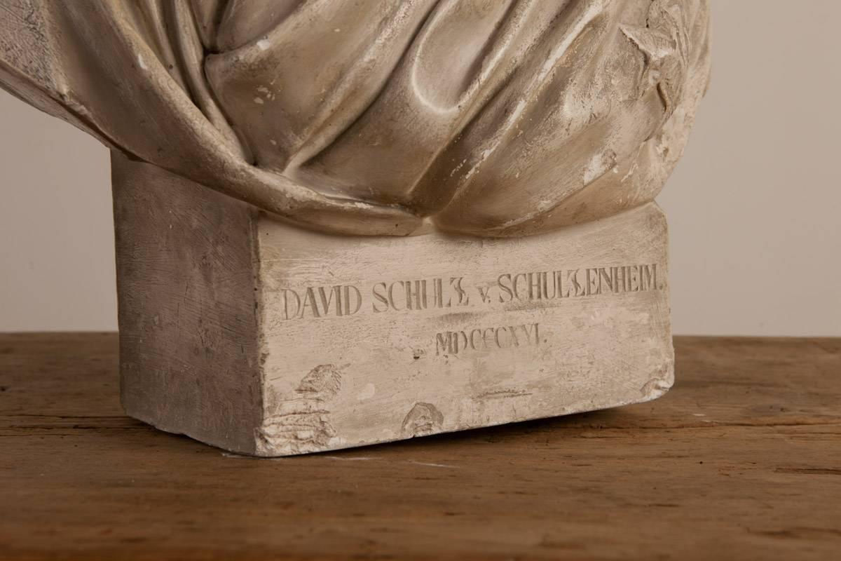 Bust of David von Schulzenheim, owner of Gröönsö castle, signed by Erik Gustav Göthe, a principle of Sergel and inscribed: David Schulz v. Schulzenheim. / MDCCCXXI plaster, Dated 1821

This is a bust of Dr. David von Schulzenheim, owner of Grönsöö