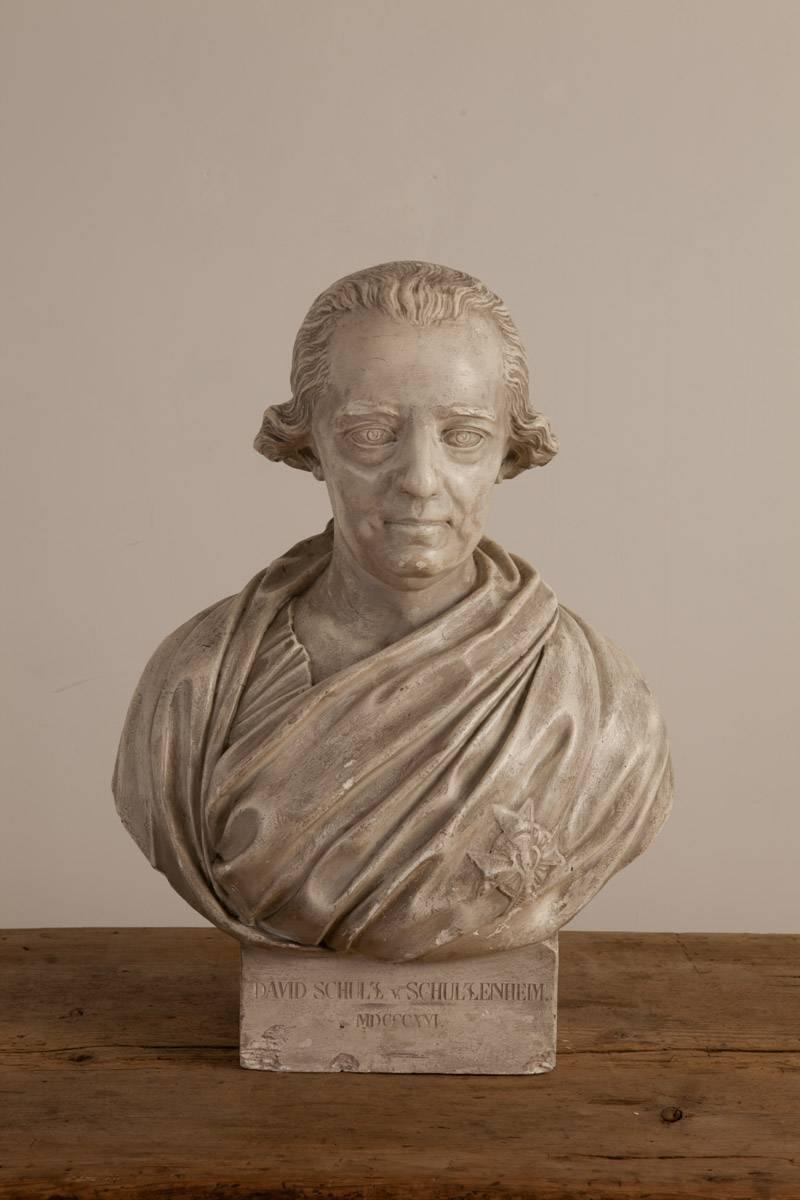 Gustavian Bust of David Von Schulzenheim, Signed by Erik Gustav Göthe, Sweden, Dated 1821 For Sale