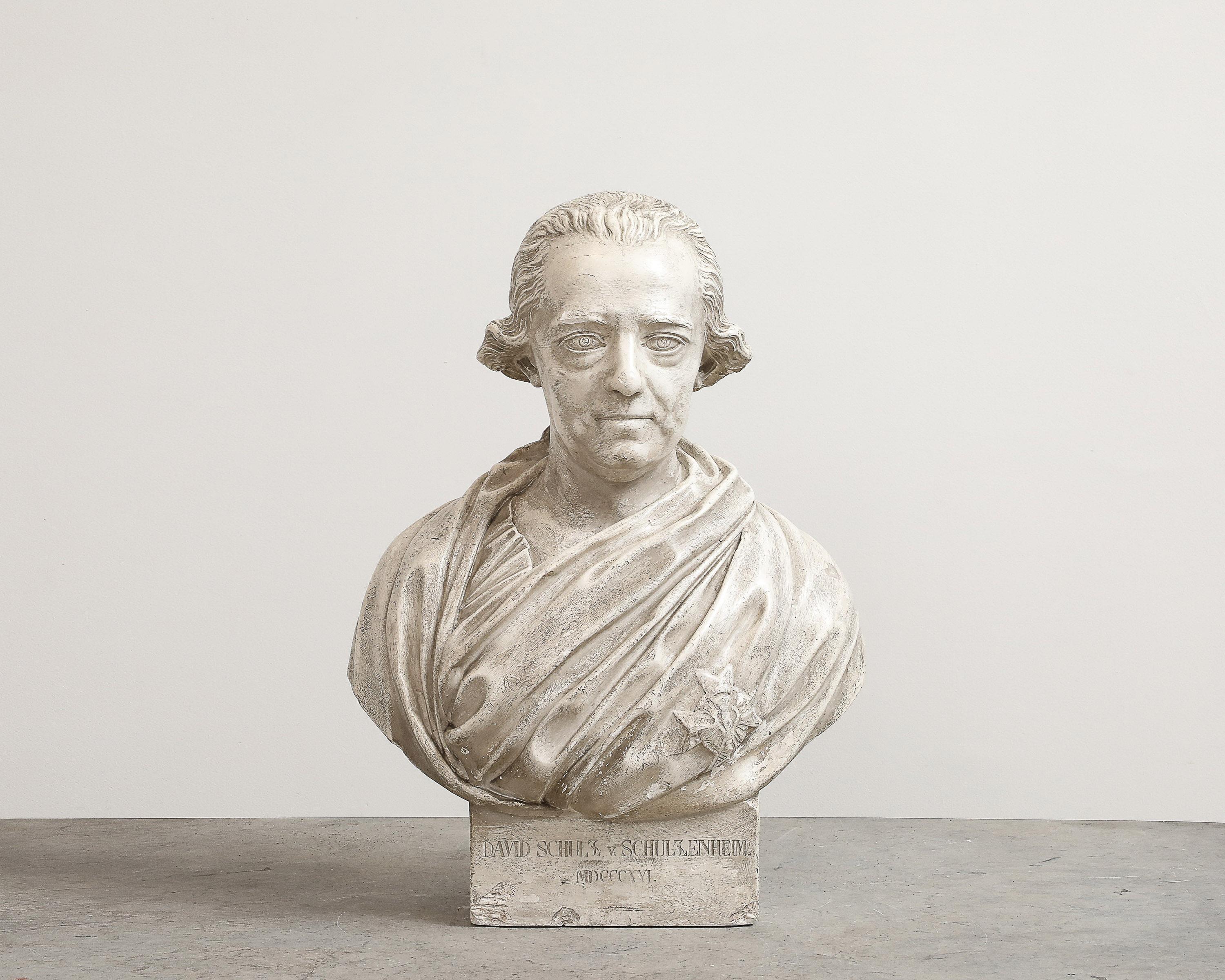 Bust of David von Schulzenheim, owner of Gröönsö castle, signed by Erik Gustav Göthe, a principle of Sergel and inscribed: David Schulz v. Schulzenheim. / MDCCCXXI plaster, Dated 1821

This is a bust of Dr. David von Schulzenheim, owner of Grönsöö