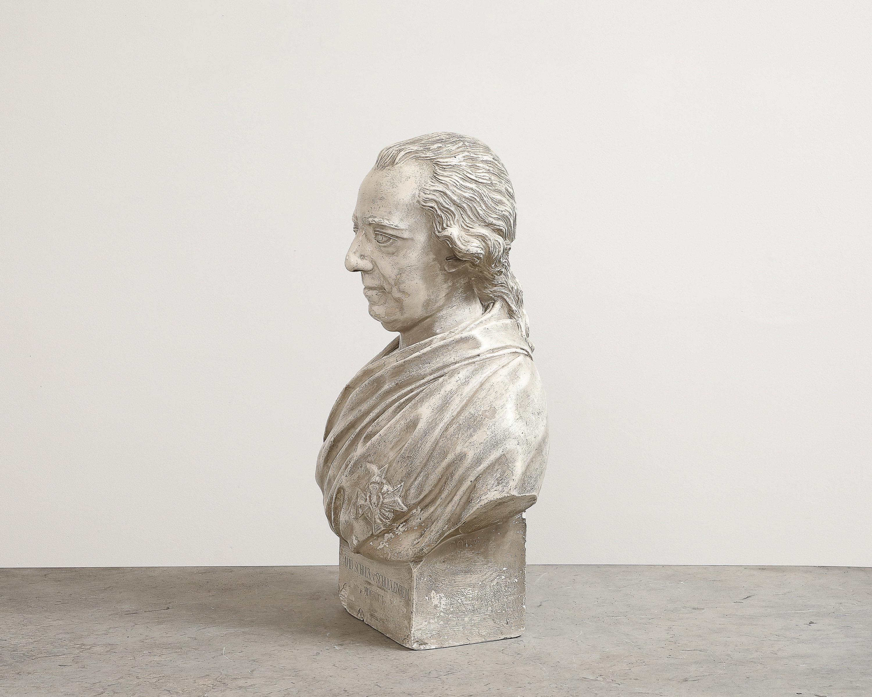 Plaster Bust of David Von Schulzenheim, Signed by Erik Gustav Göthe, Sweden, Dated 1821 For Sale