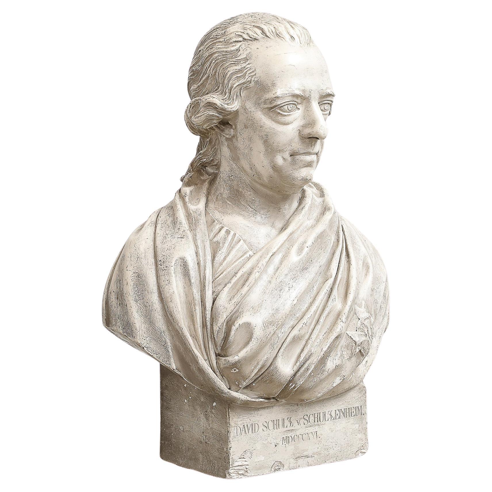 Busto di David Von Schulzenheim, firmato da Erik Gustav Göthe, Svezia, datato 1821