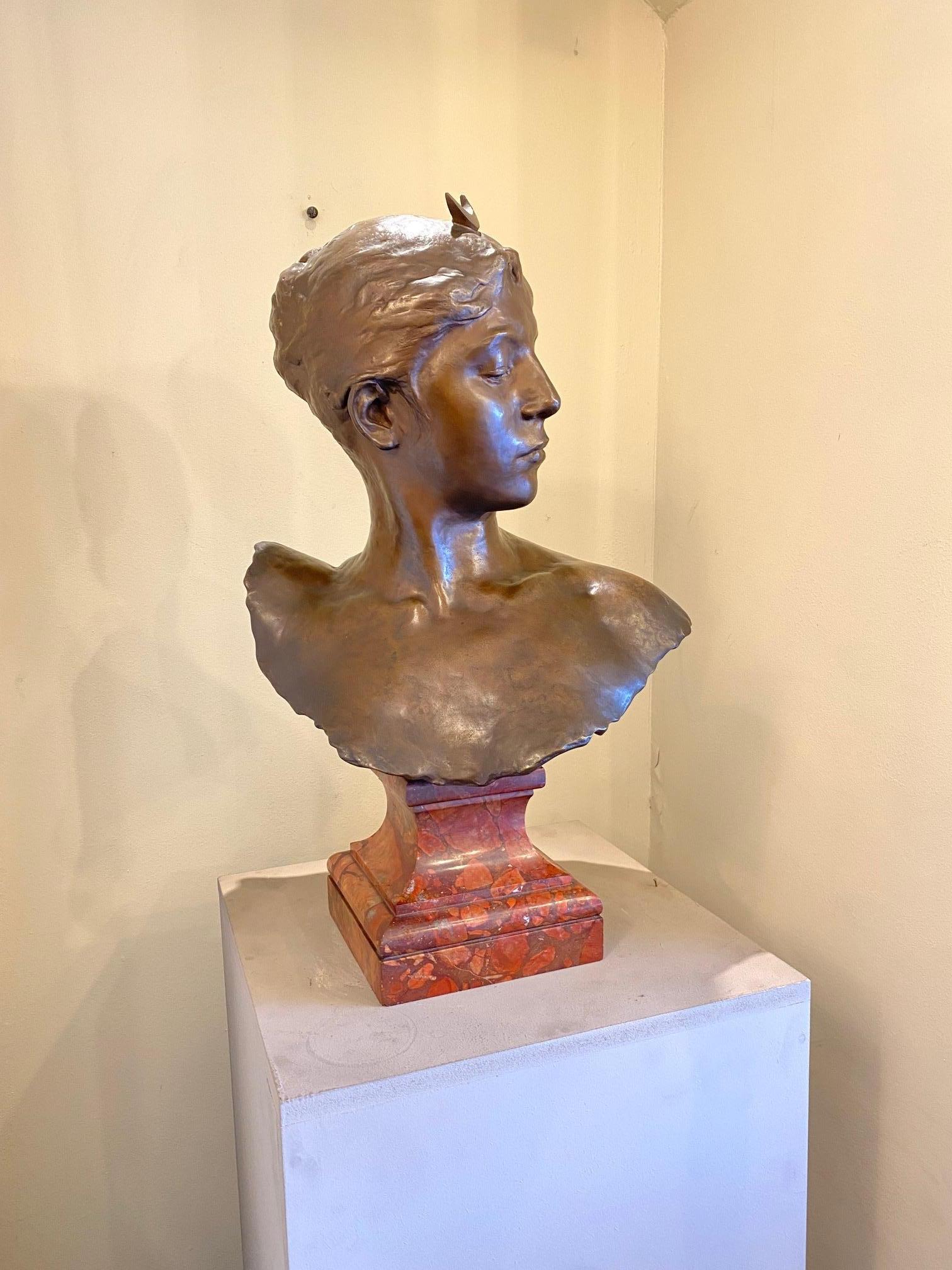 Bust of Diana Bronze by  Alexandre Joseph Falguiere, Art Nouveau 7