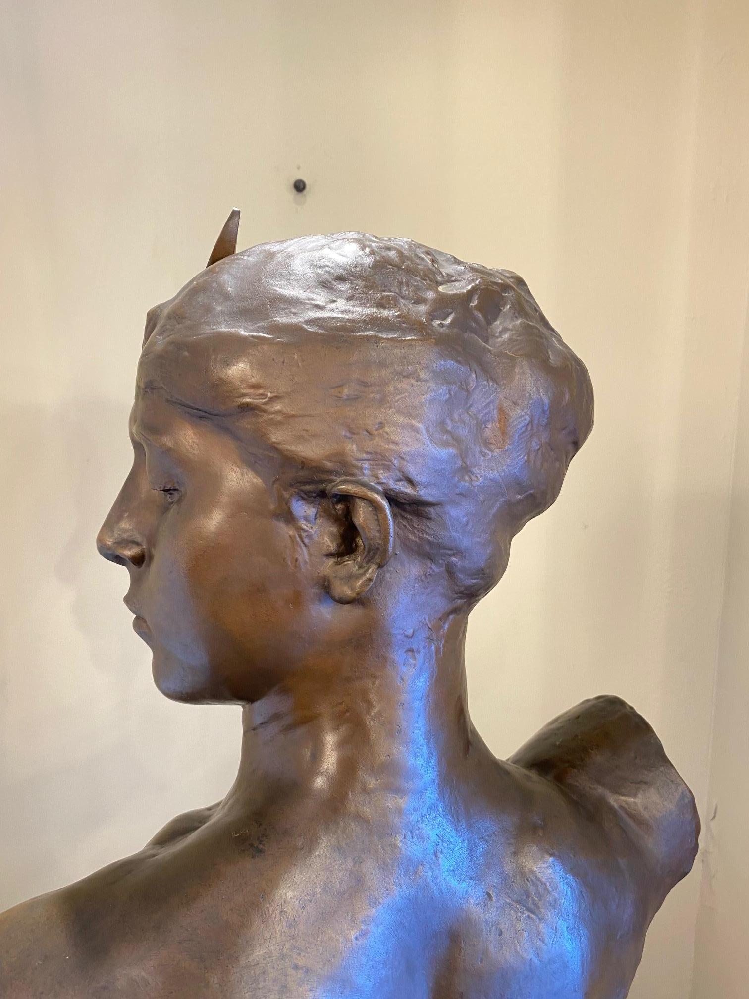 Bust of Diana Bronze by  Alexandre Joseph Falguiere, Art Nouveau 4