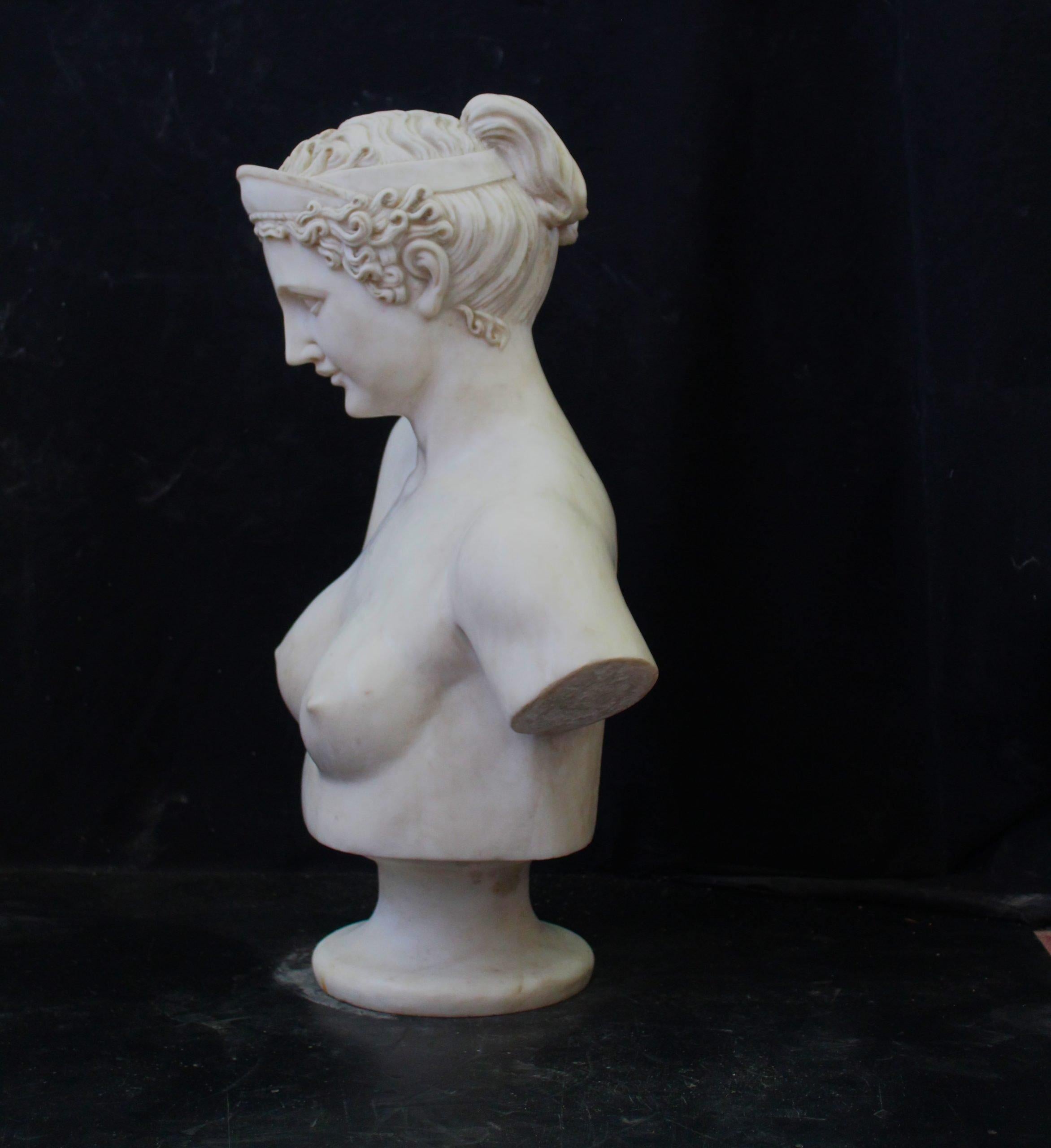 Descrizione:
Busto di Diana in marmo di Carrara. ULTERIORI FOTO, INFORMAZIONI SUL LOTTO E INFORMAZIONI SULLA SPEDIZIONE POSSONO ESSERE RICHIESTE INVIANDO UN'EMAIL
Spese di spedizione indicative in Italia: 180€ e in Europa: 430€. 
Tag: Busto di