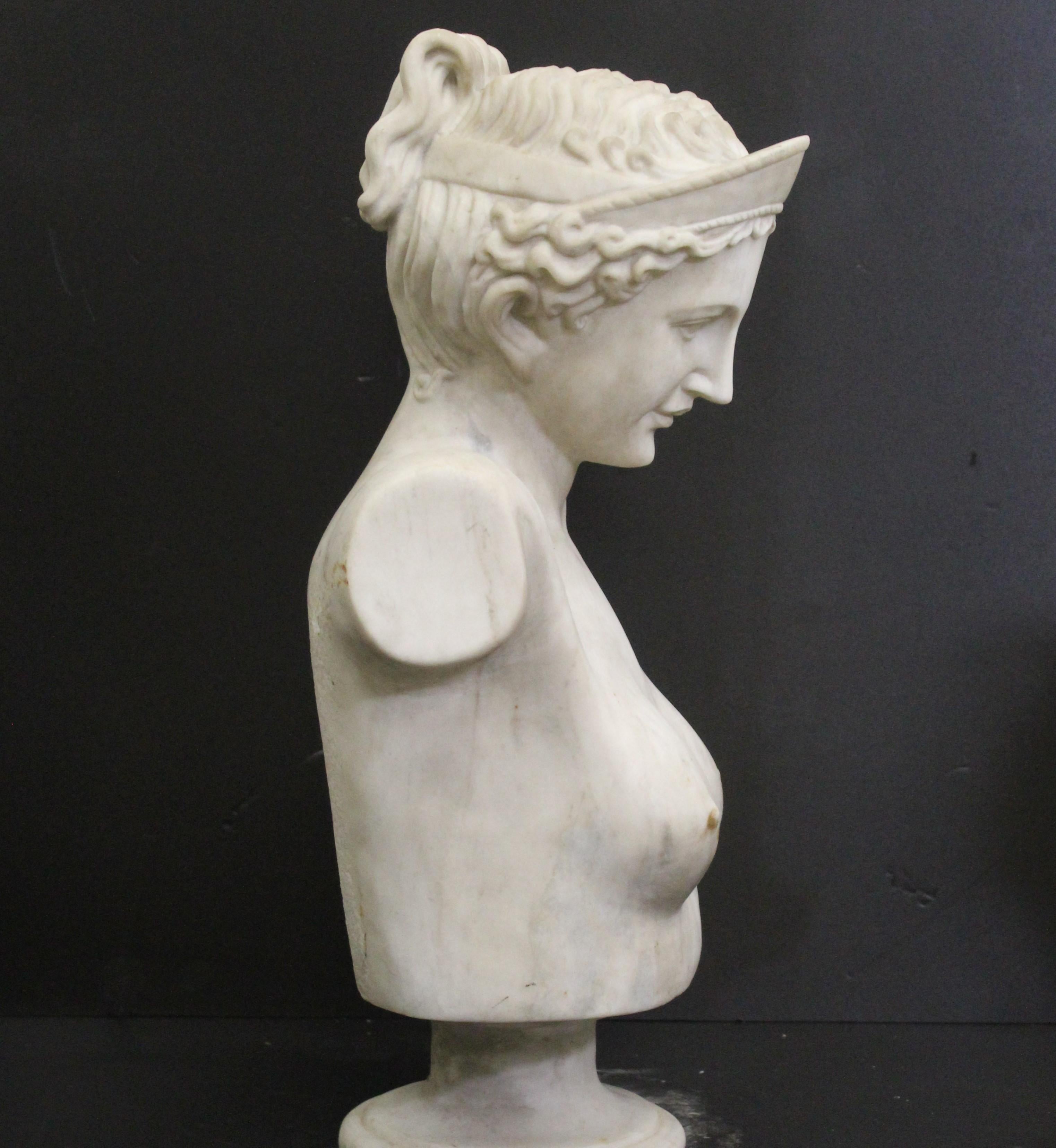 Italian Bust of Diana For Sale