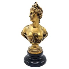 Busto de Diana Cazadora Francés Luis XVI Bronce Siglo XIX - Artista Houdon