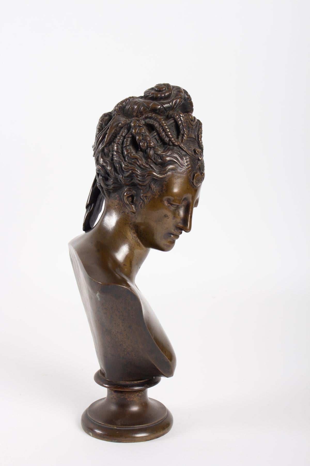 Bust of Diane De Poitier Bronze Patina, 19th Century, Napoleon III Period In Good Condition In Saint-Ouen, FR