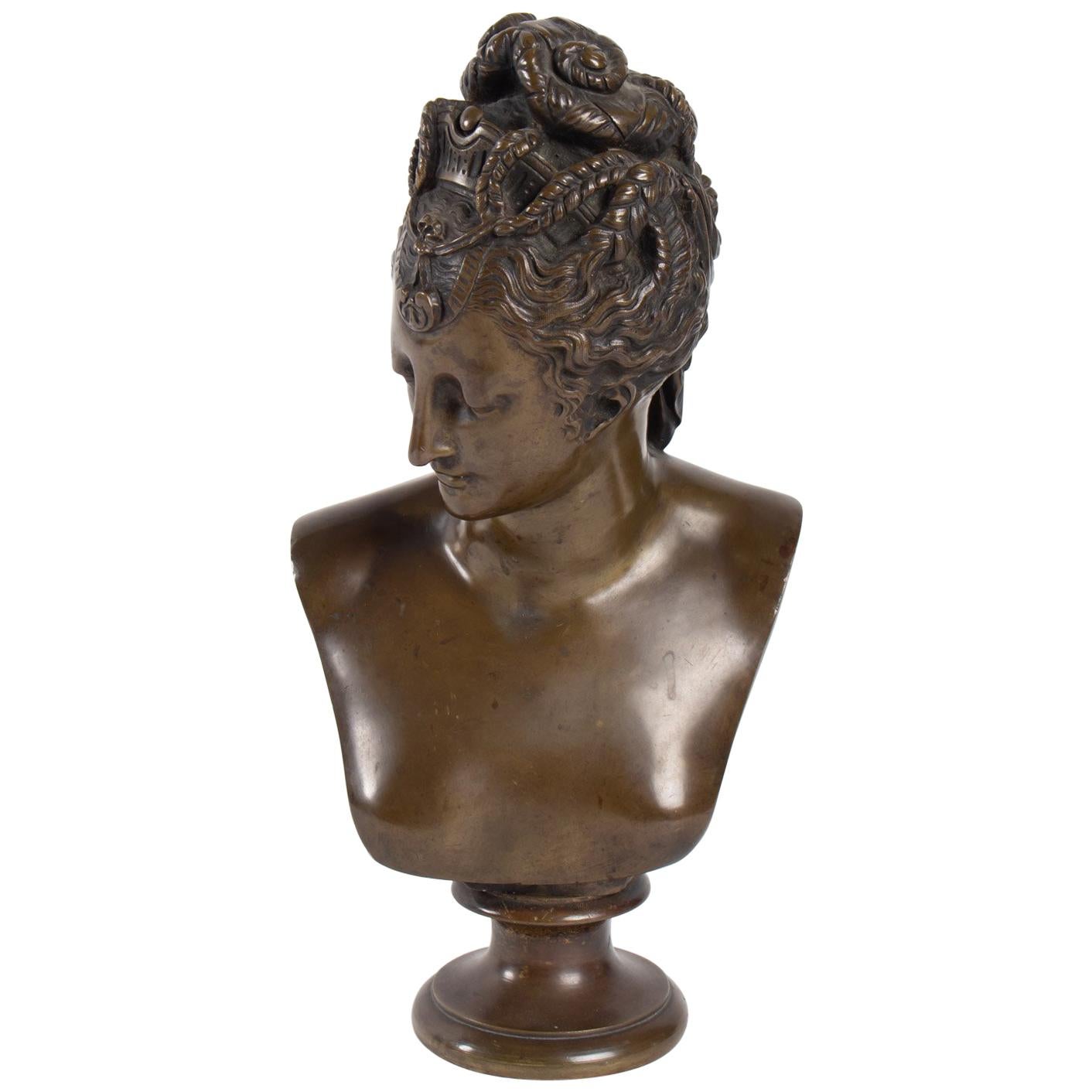 Bust of Diane De Poitier Bronze Patina, 19th Century, Napoleon III Period