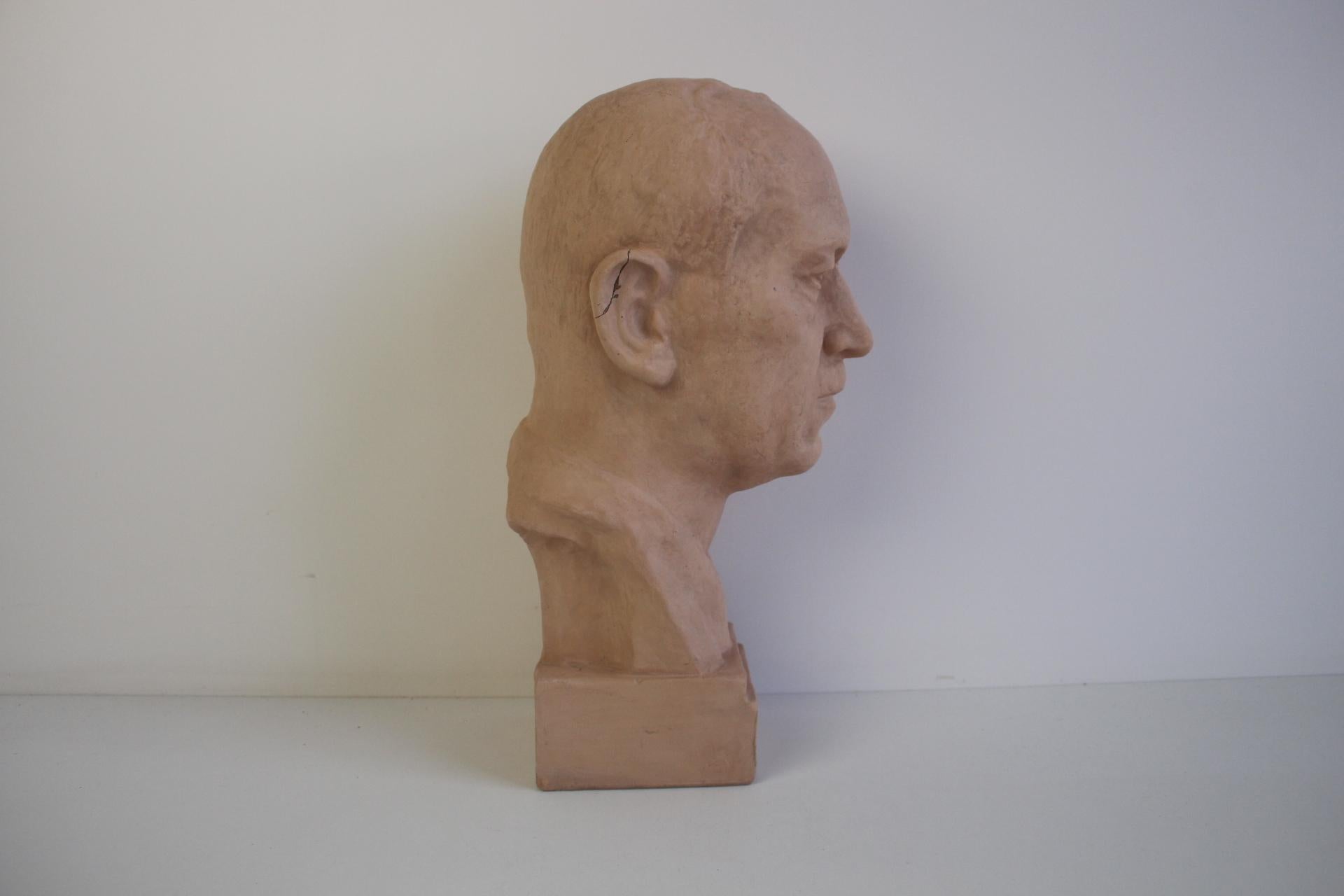Clay Bust of Edvard Beneš, President of Czechoslovakia, 1946 For Sale