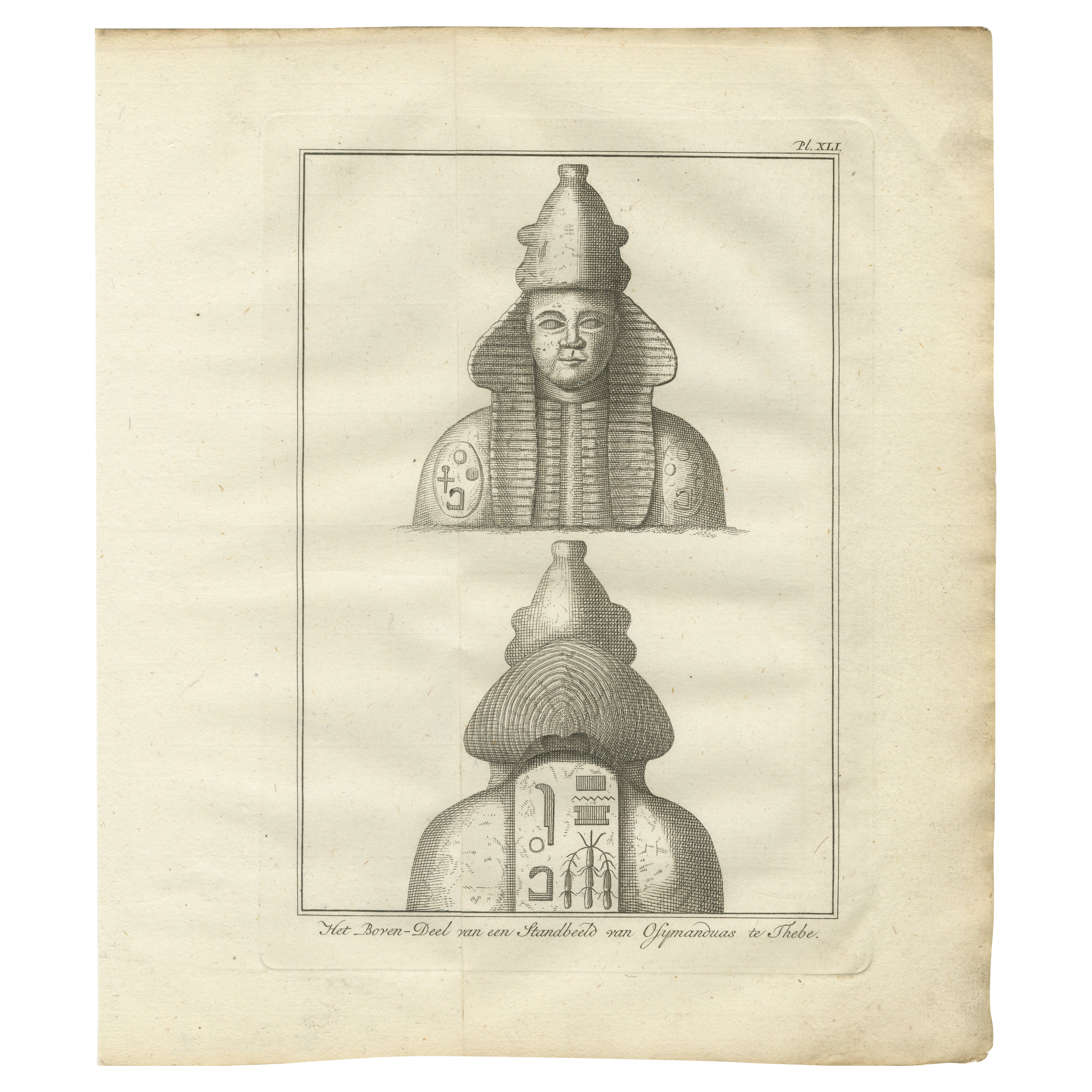 Büste des ägyptischen Pharaos Osymandias, Theben - Vorder- und Rückansicht, ca. 1776