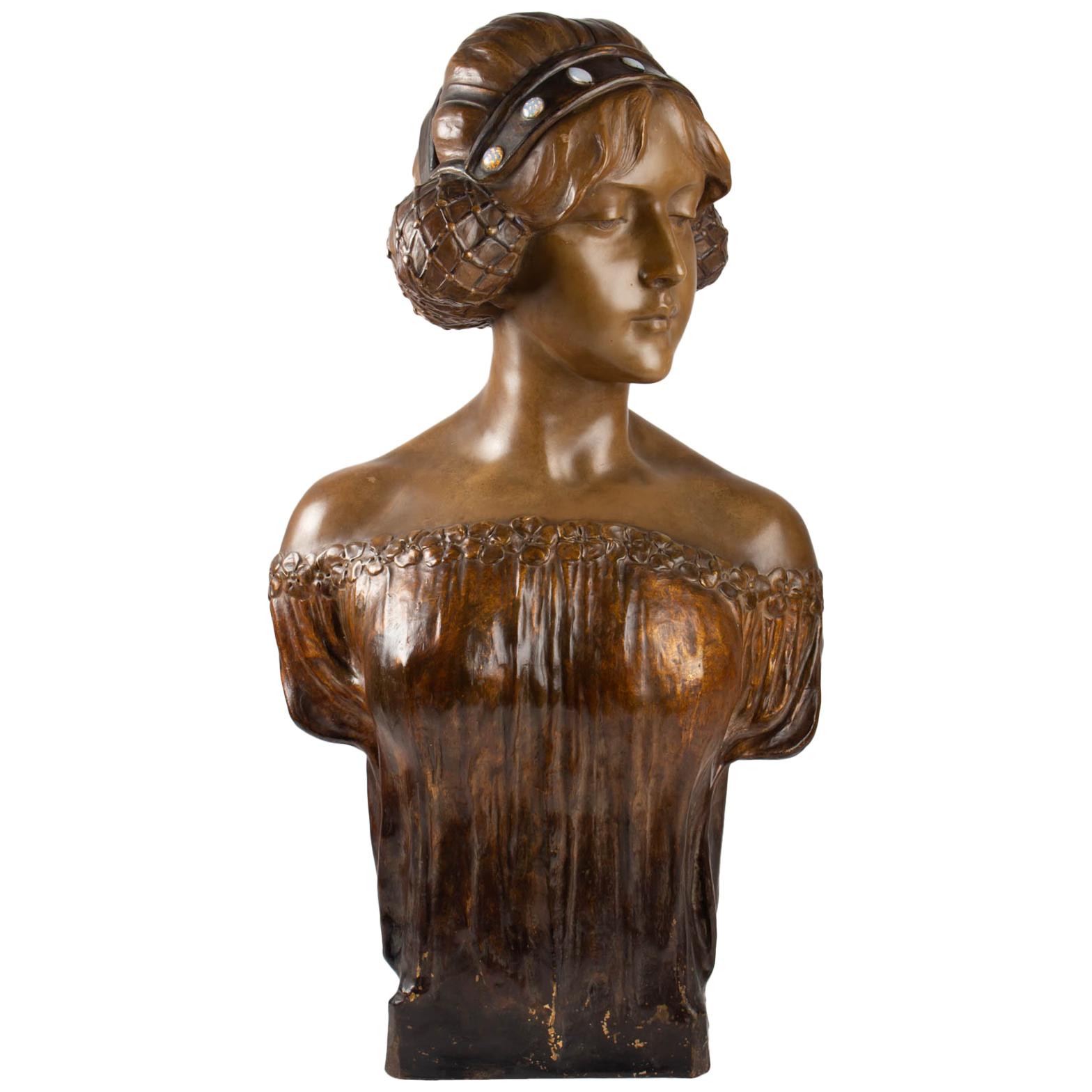 Bust of Goldscheider ‘1845-1897’ in Polychrome Terracotta, Large Format