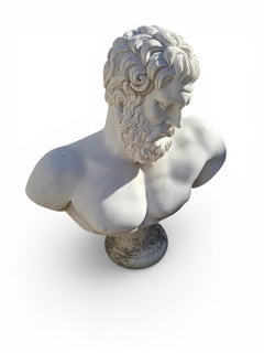 Bust of Hercules in White Italian Marble, 1970s