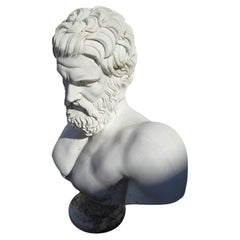 Bust of Hercules in White Italian Marble, 1970s