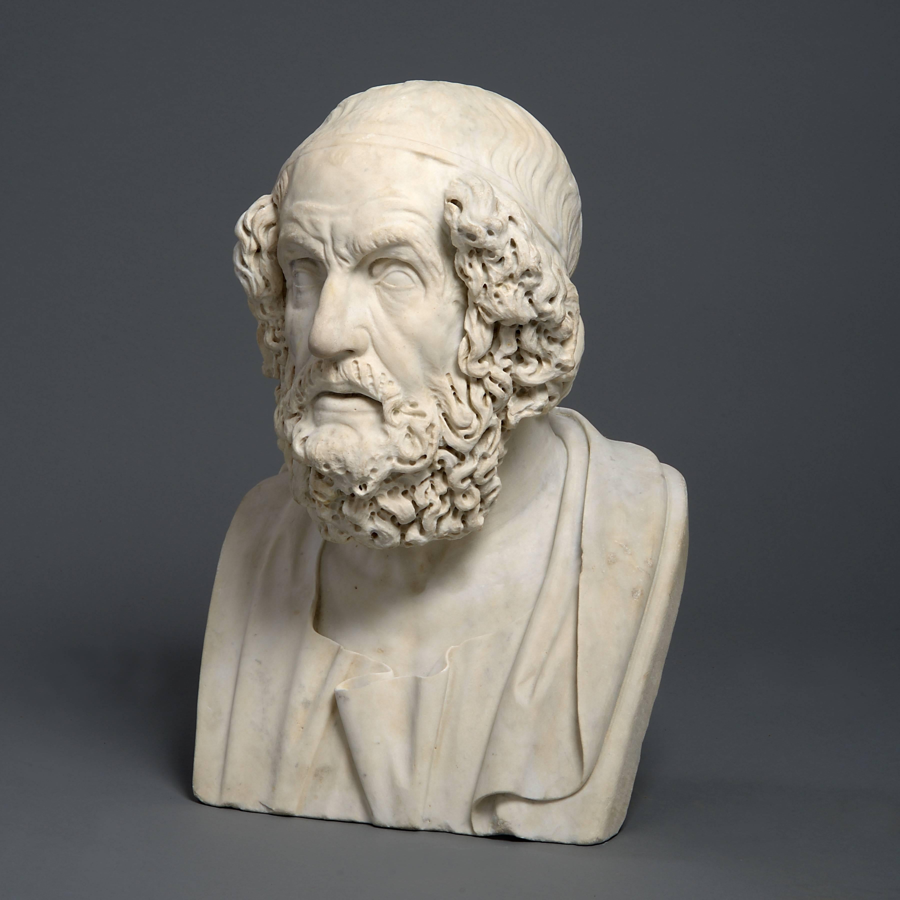 Bust of Homer, Italian, 18th Century In Excellent Condition In London, GB