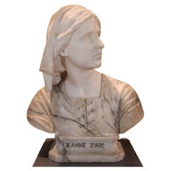 Bust Of Joan Of Arc In Marble And Alabaster, 19th Century, Giuseppe Bessi