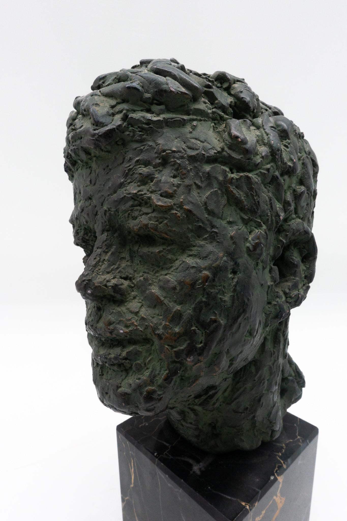 Bust of John Fitzgerald Kennedy of Bronze Patinated Plaster by Robert Berks In Good Condition In New York, NY