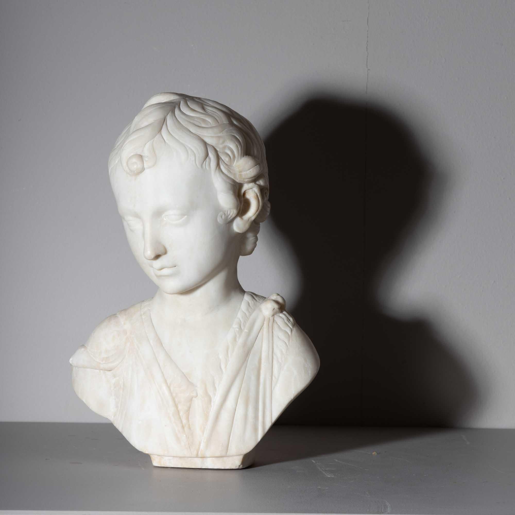 Bust of John the Baptist as Child in the manner of Karl Storck  In Good Condition For Sale In New York, NY