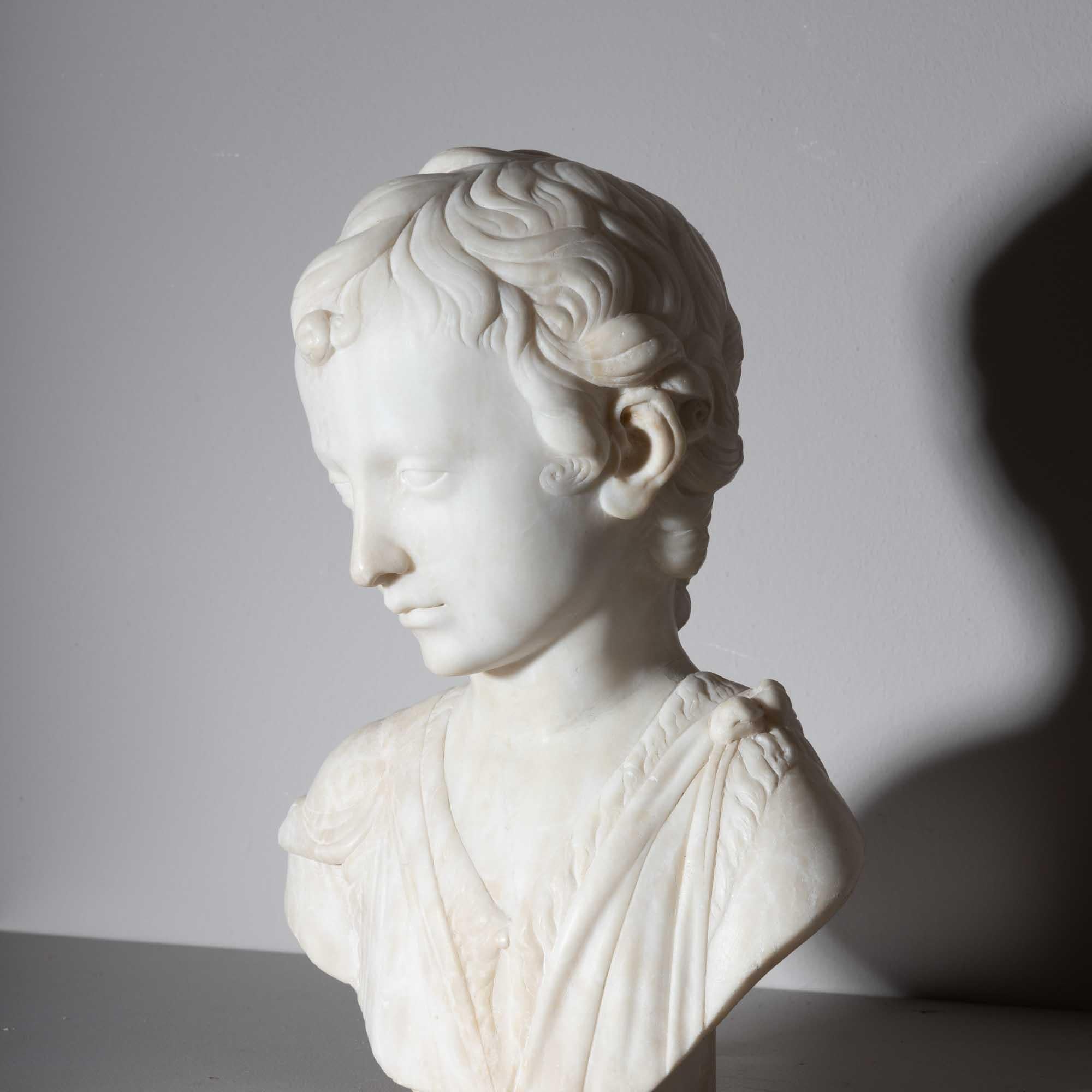 19th Century Bust of John the Baptist as Child in the manner of Karl Storck  For Sale
