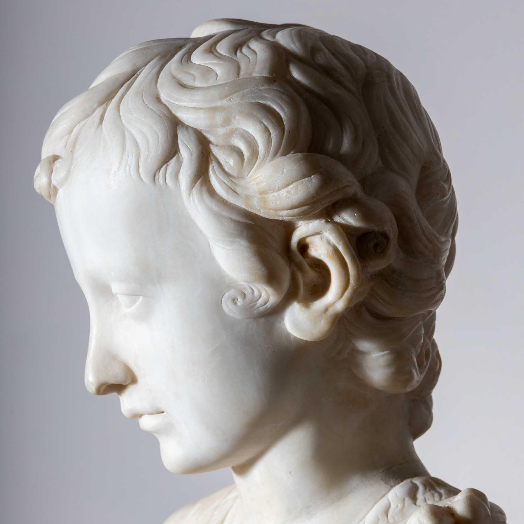 Marble Bust of John the Baptist as Child in the manner of Karl Storck  For Sale