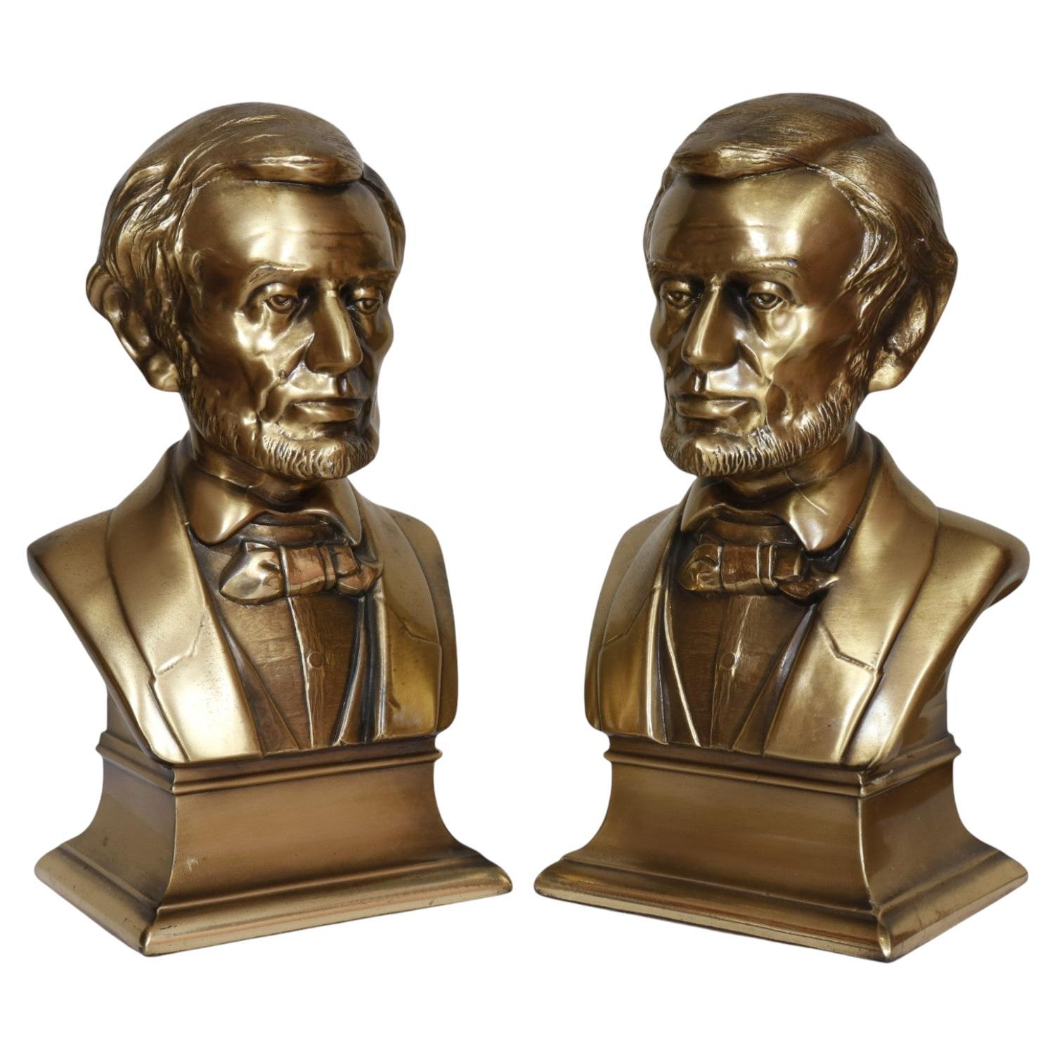 "Büste von Lincoln" Buchstützen von Philadelphia Manufacturing Co, ein Paar