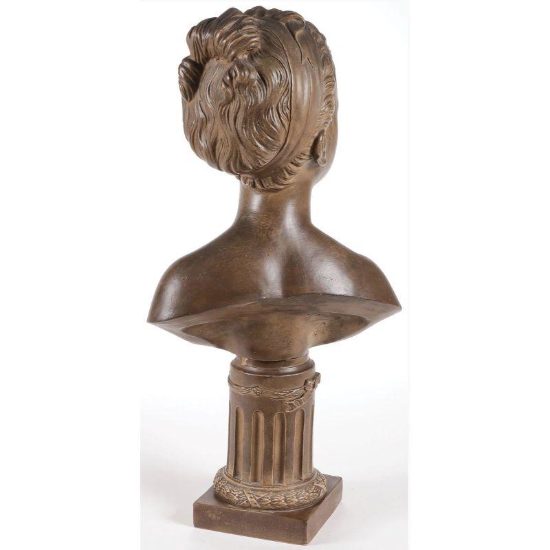 Terra cotta bust of a young girl modeled after Jean-Antoine Houdon's 