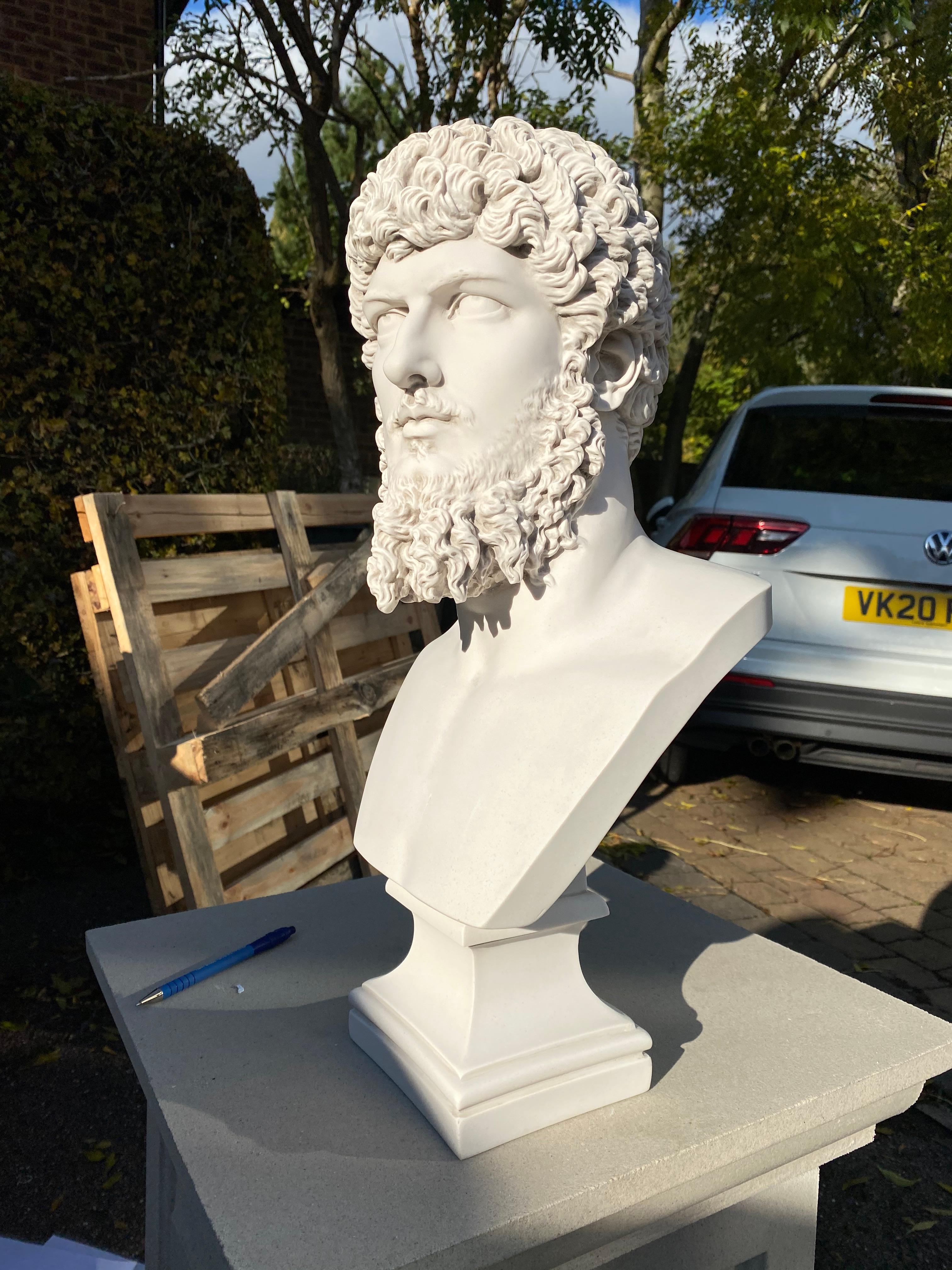 Bust of Lucius Verus - 20th Century Roman Emperor Sculpture In Excellent Condition In Southall, GB
