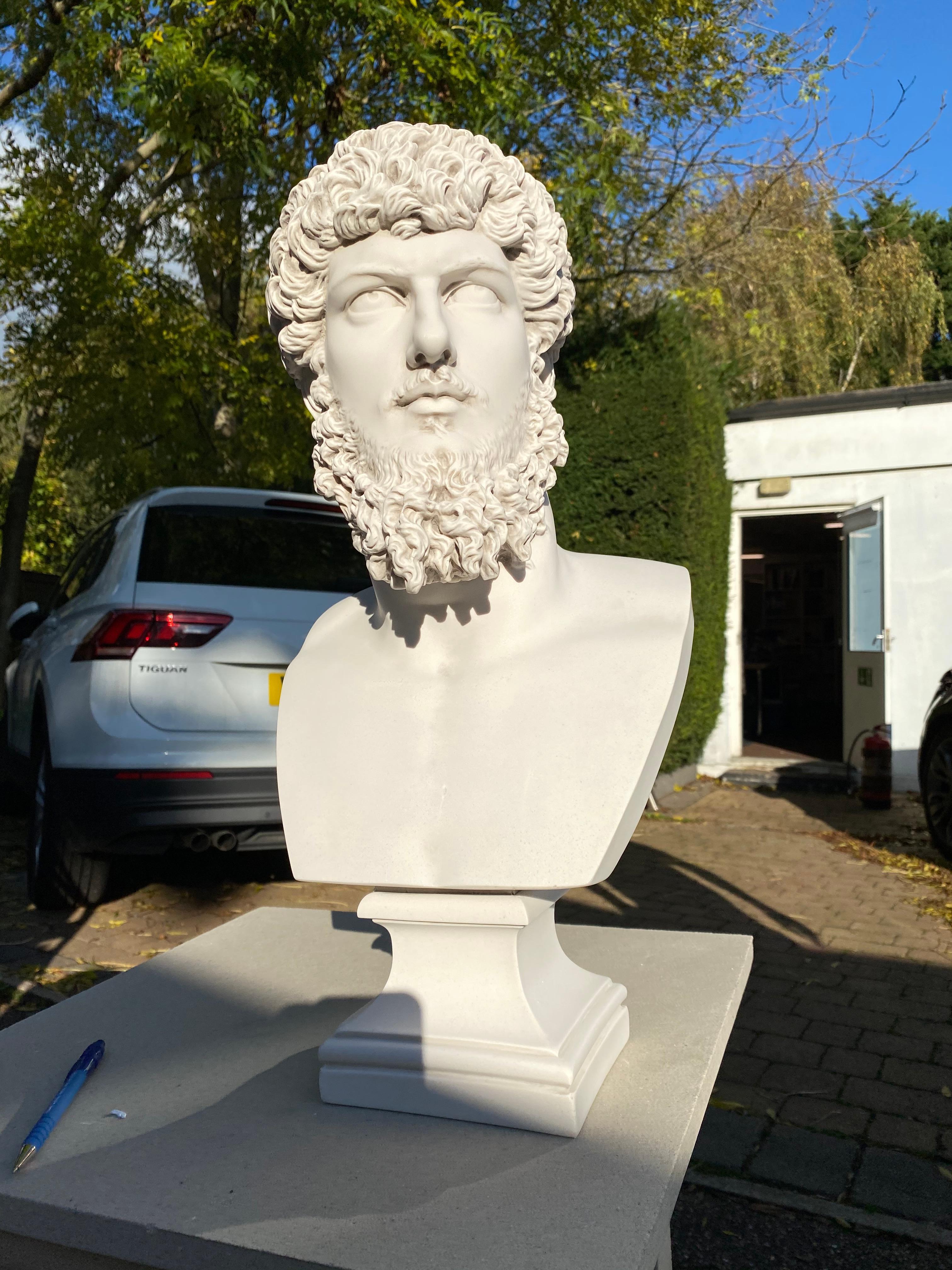 Marble Bust of Lucius Verus - 20th Century Roman Emperor Sculpture
