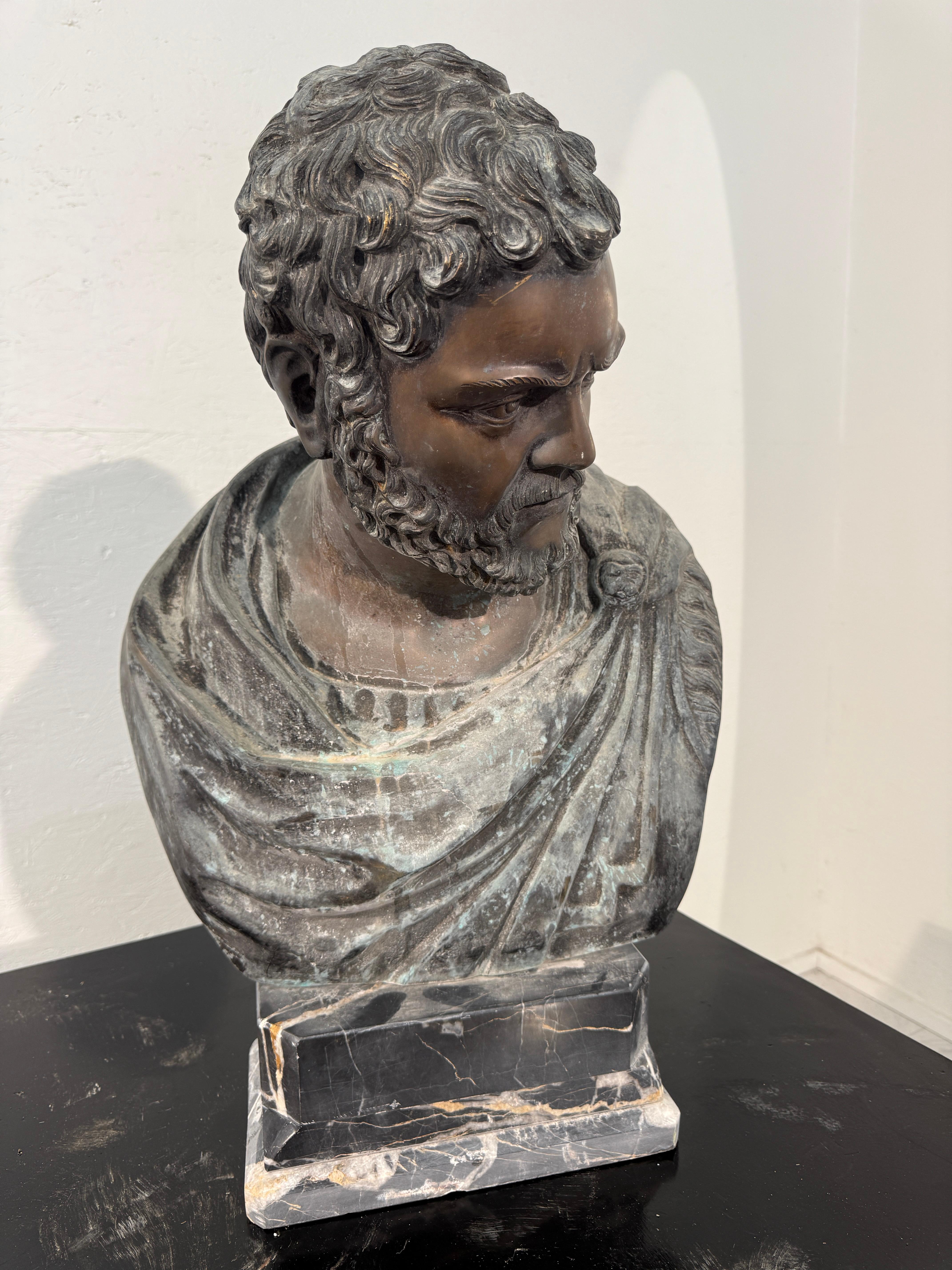 Moderne Buste de Marcus Aurelius Severus Antoninus Augustus, bronze et métal en vente