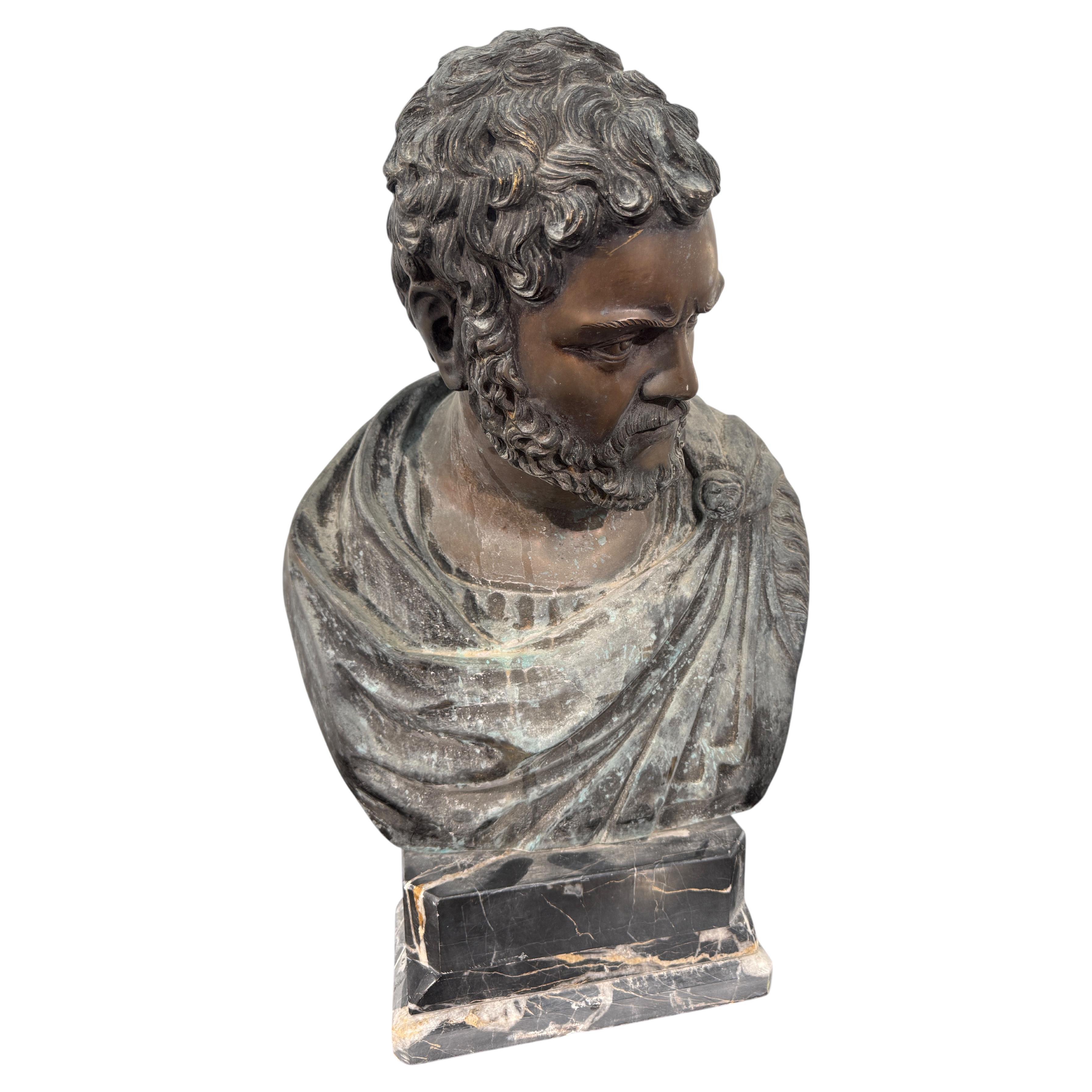 Buste de Marcus Aurelius Severus Antoninus Augustus, bronze et métal