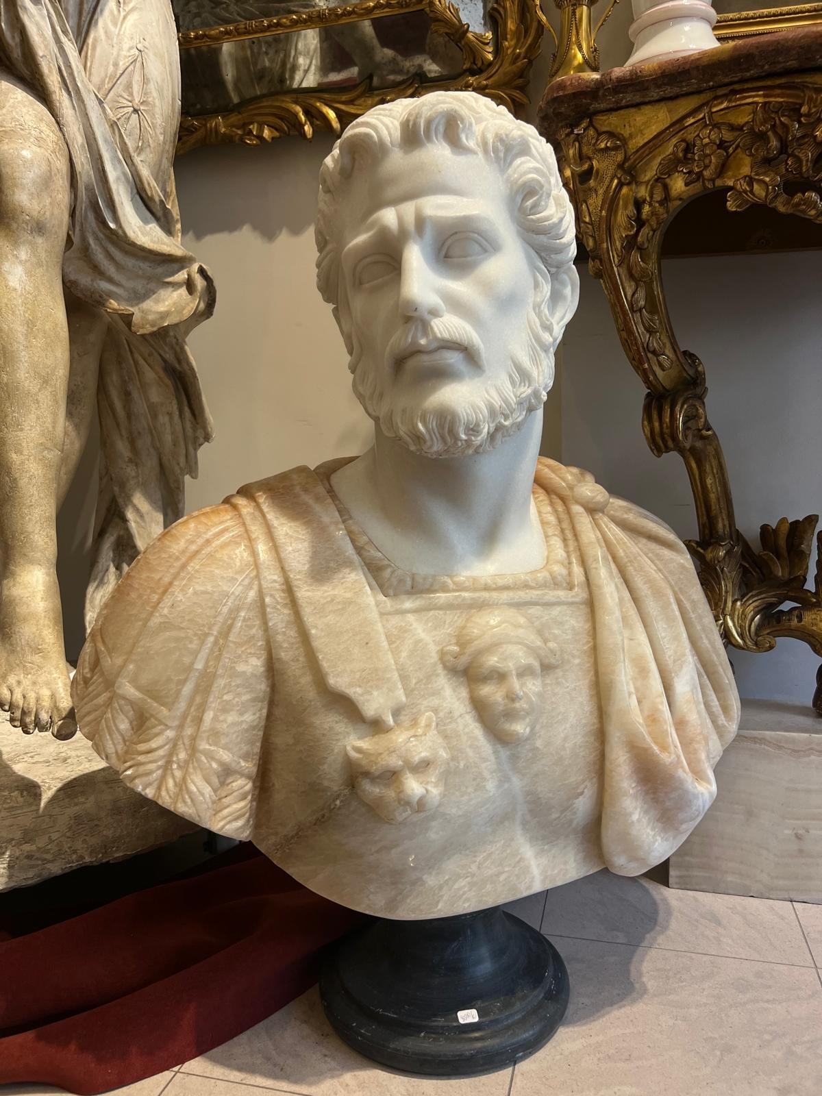 Busto di Marco Aurelio in marmo in marmo e onice, XX secolo in vendita 4