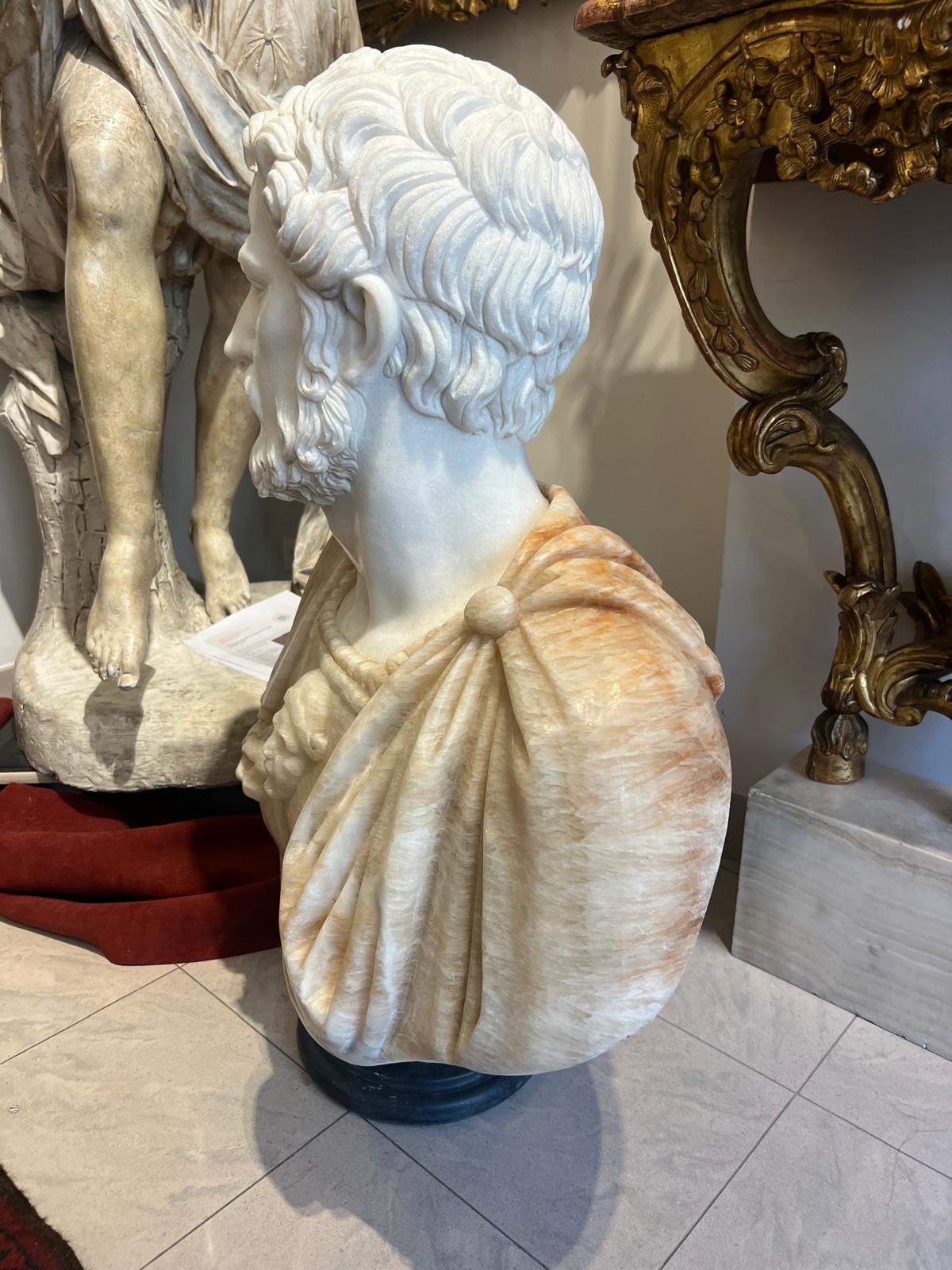 Busto di Marco Aurelio in marmo in marmo e onice, XX secolo in vendita 7