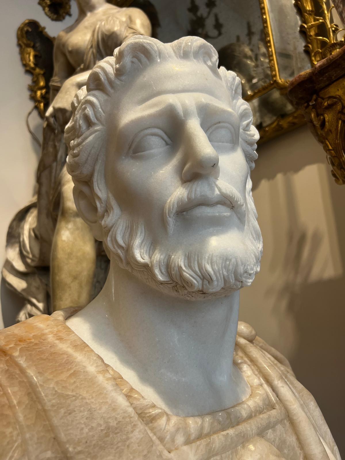 Busto di Marco Aurelio in marmo in marmo e onice, XX secolo in vendita 1