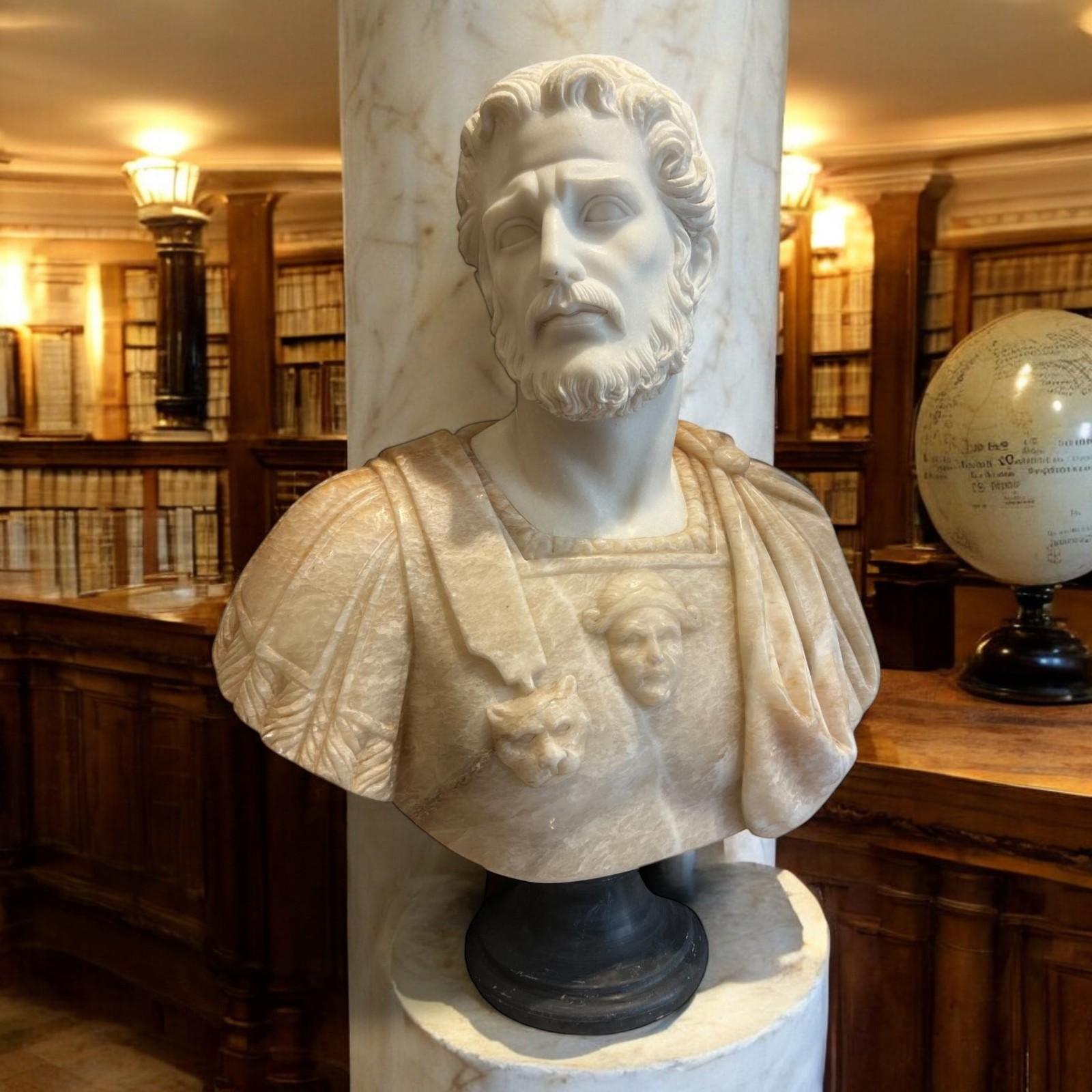 Busto di Marco Aurelio in marmo in marmo e onice, XX secolo in vendita 2