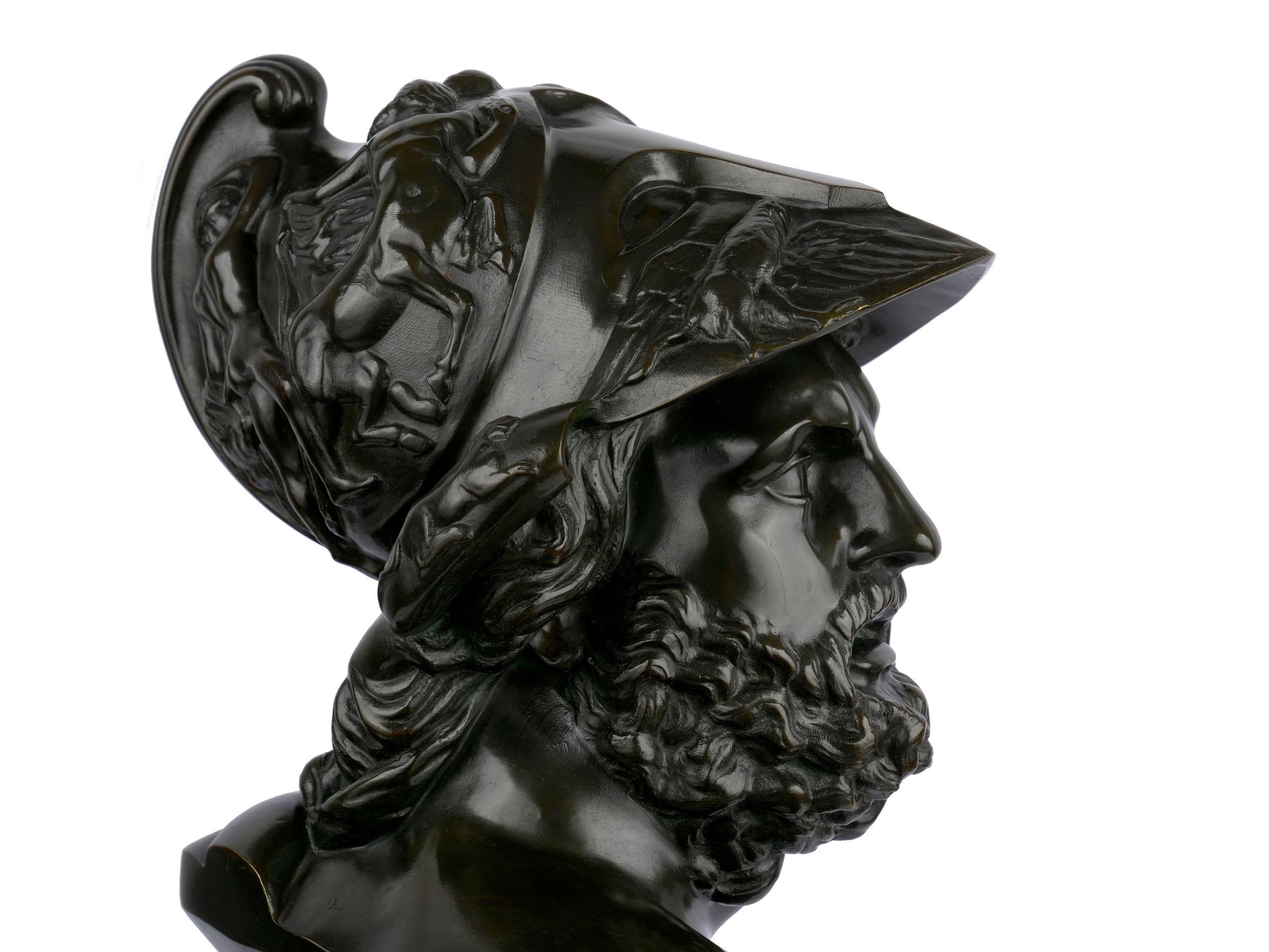 “Bust of Menelaus” French Bronze Sculpture by Georges Servant, circa 1880 7