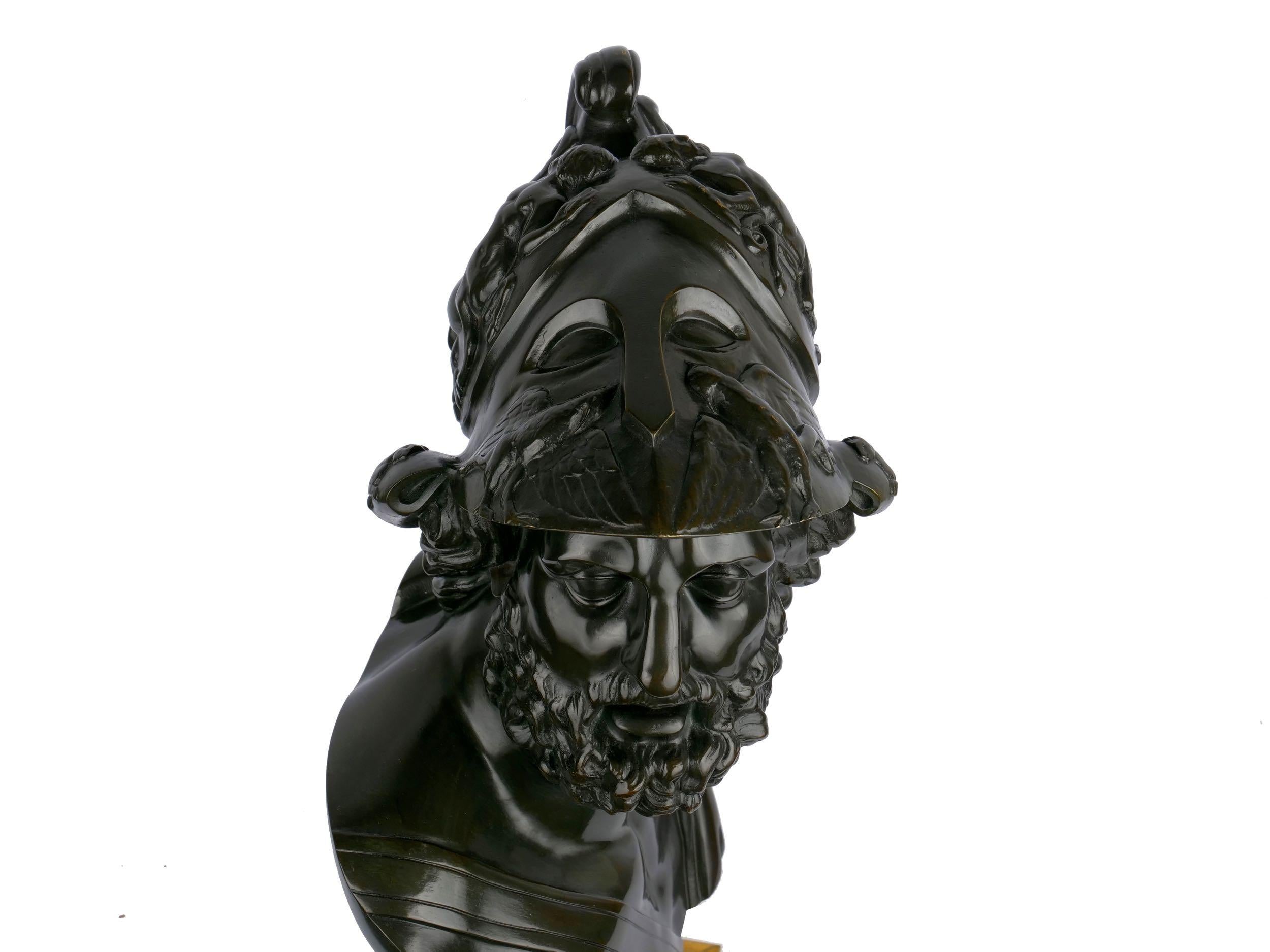 “Bust of Menelaus” French Bronze Sculpture by Georges Servant, circa 1880 8