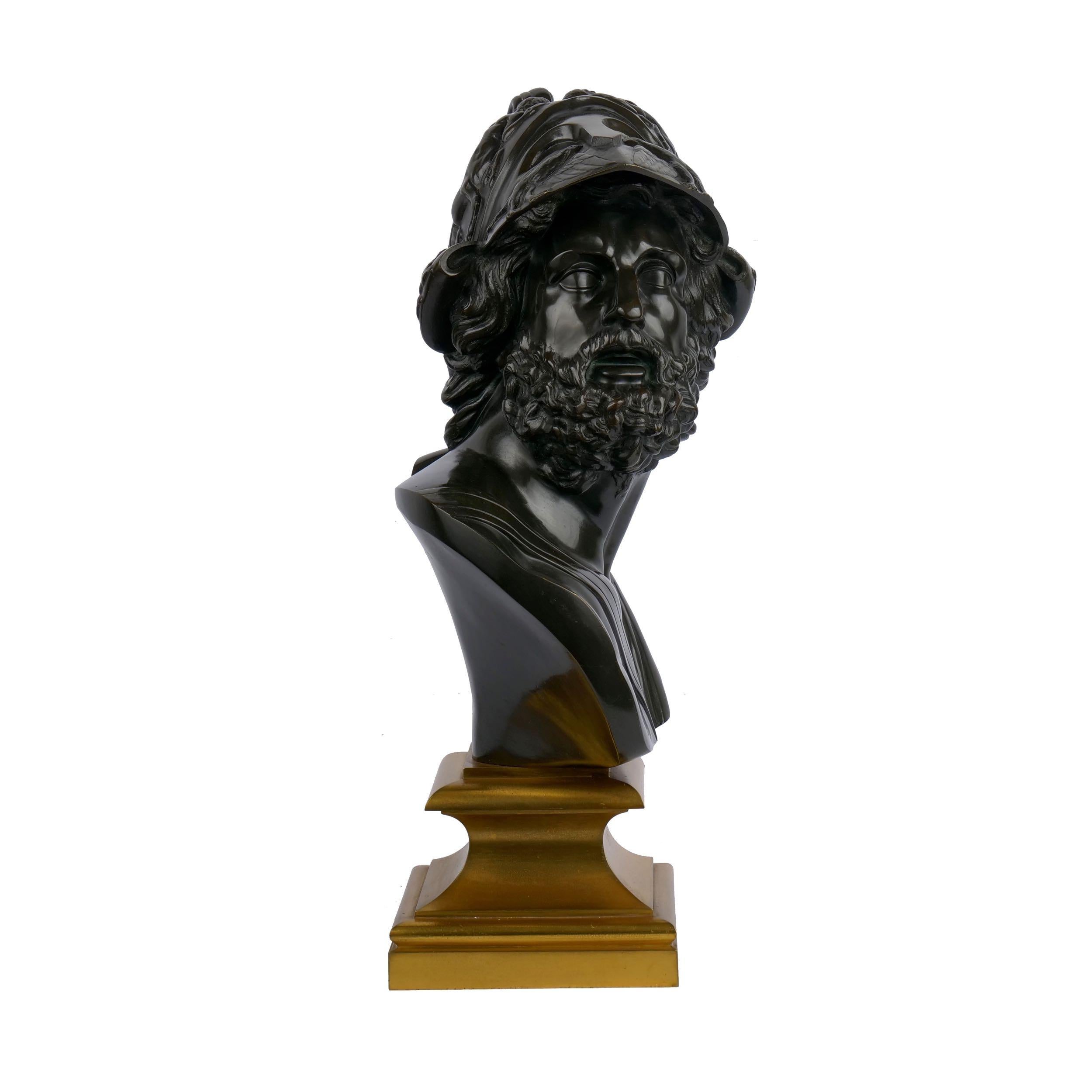 Grand Tour “Bust of Menelaus” French Bronze Sculpture by Georges Servant, circa 1880