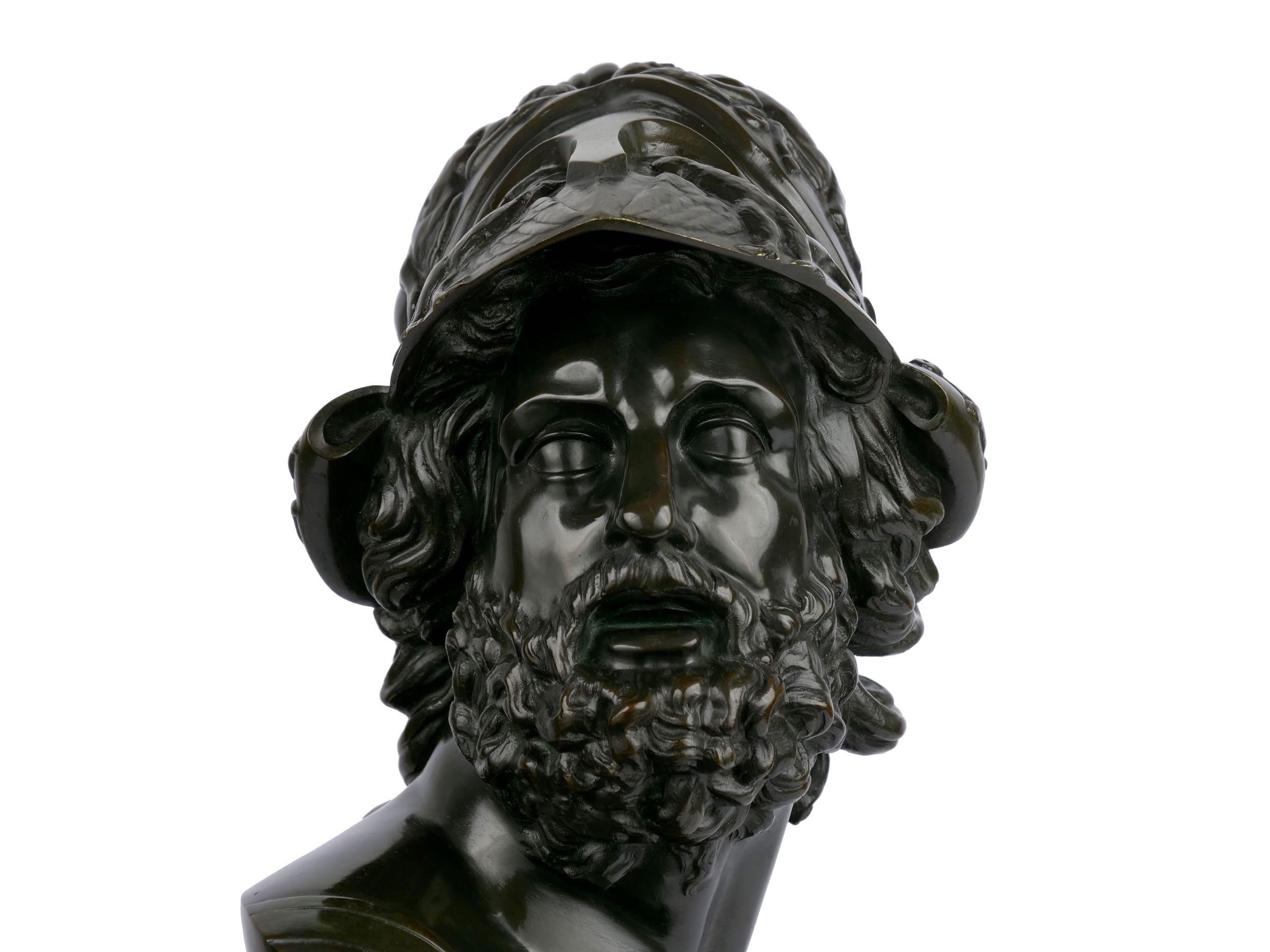 “Bust of Menelaus” French Bronze Sculpture by Georges Servant, circa 1880 1