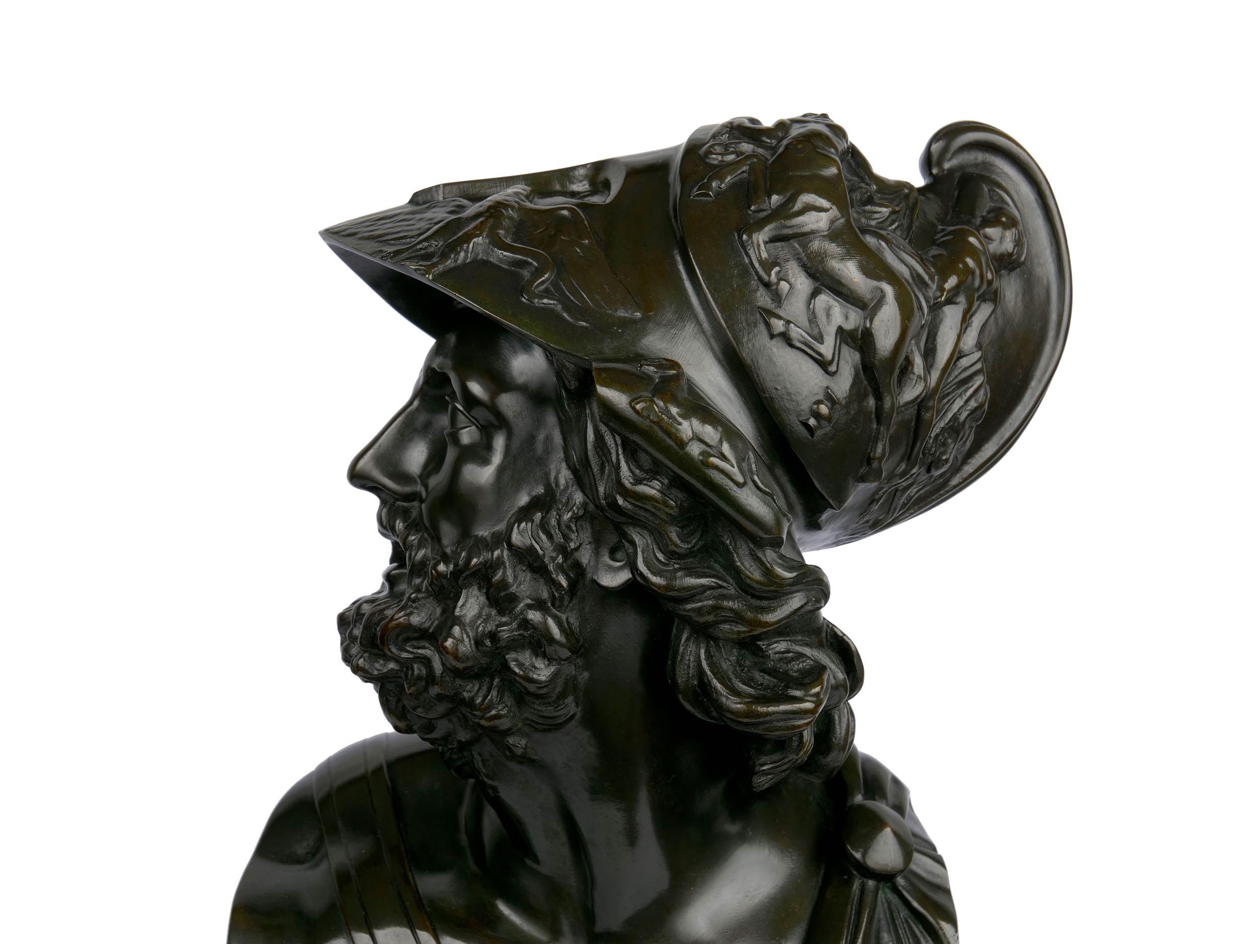 “Bust of Menelaus” French Bronze Sculpture by Georges Servant, circa 1880 2