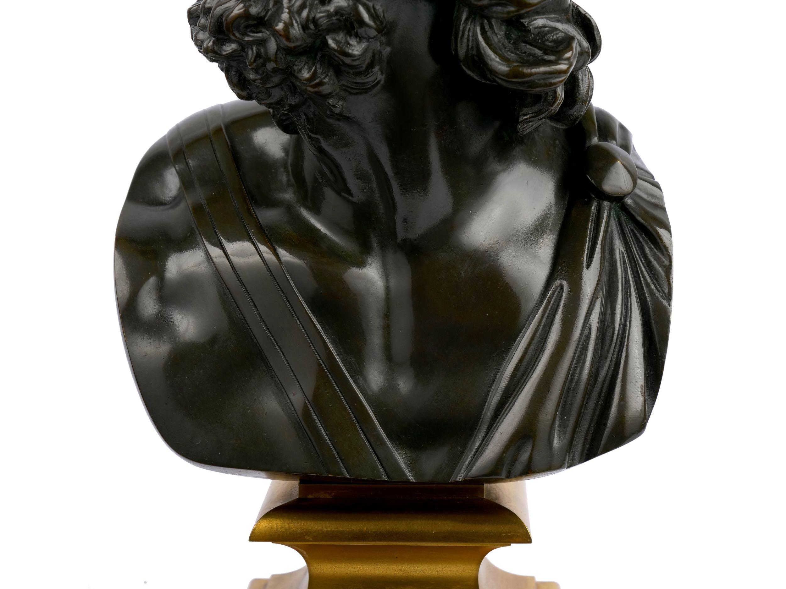 “Bust of Menelaus” French Bronze Sculpture by Georges Servant, circa 1880 3