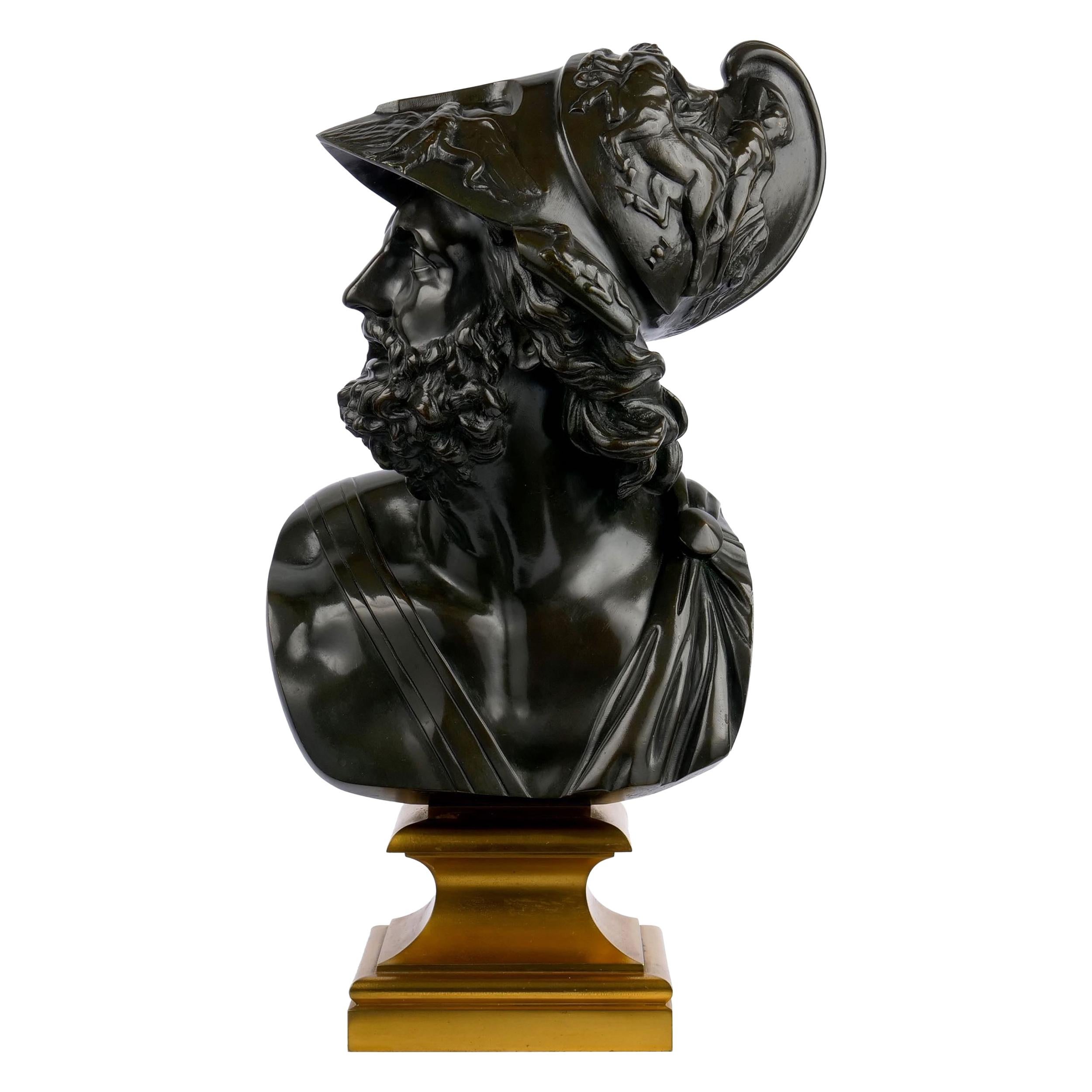 “Bust of Menelaus” French Bronze Sculpture by Georges Servant, circa 1880