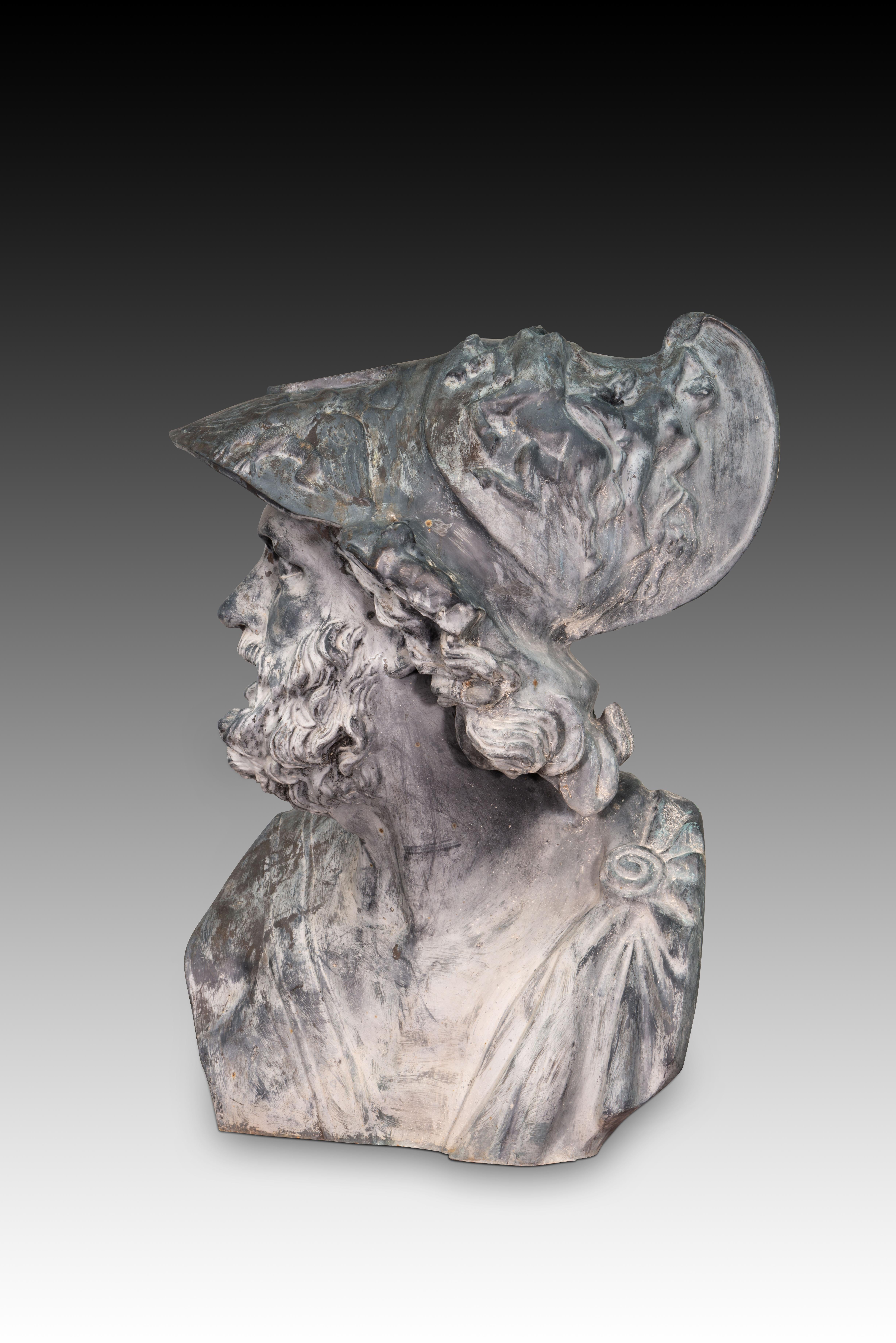 Néo-classique Buste de Menelaus ou Ajax (Pasquino Groupe). Bronze. 20e siècle. en vente